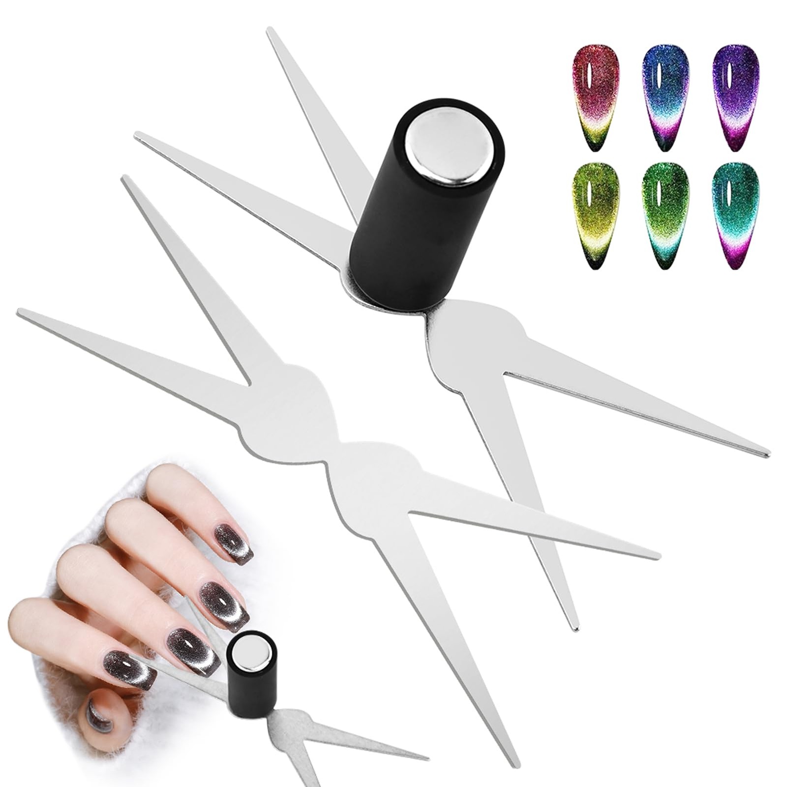 2 in 1 Cat Eye Magnet Set, Double-head Cat Eye Gel Nails Polish Magnet, 3D Na…