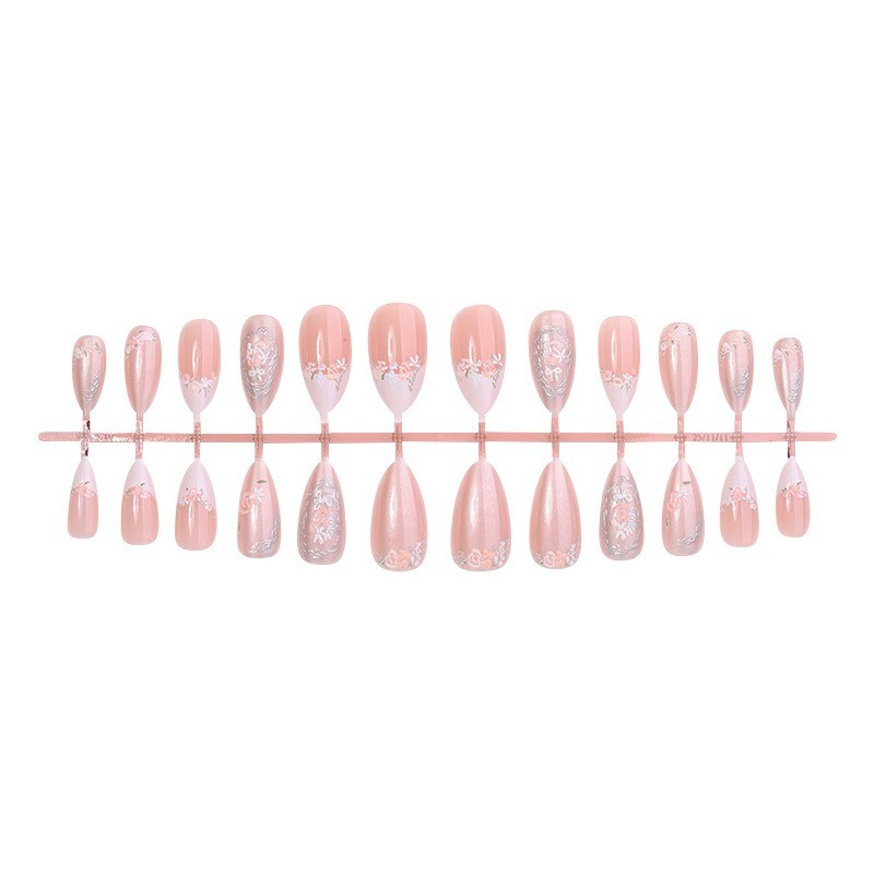 48 Pieces of Moderate Almond Nail Art, Fashionable and Simple Wearing Nail Art