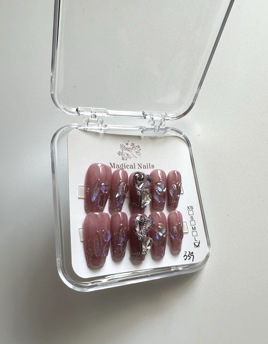 10 Piece 3D Reusable Handmade Press On Nails Purple Love