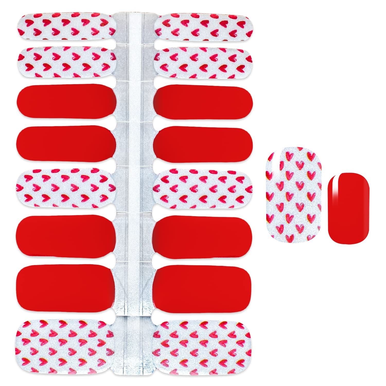 5 Sheets Red Nail Wraps for Women Valentine’s Day Nail Polish Strips Gel Nail…