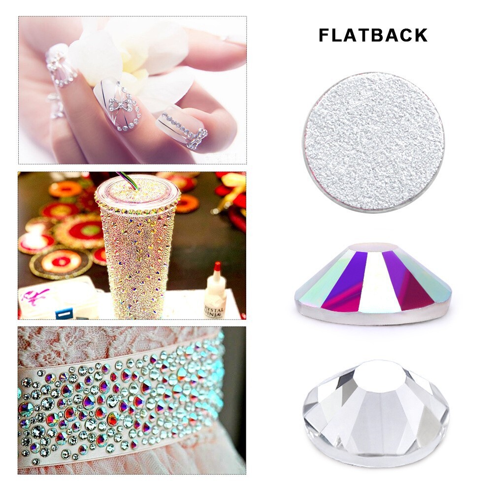 1440 Gold Rim Dazzle Flatback Rhinestones Glass Diamond DIY Crafts Art Deco Gems