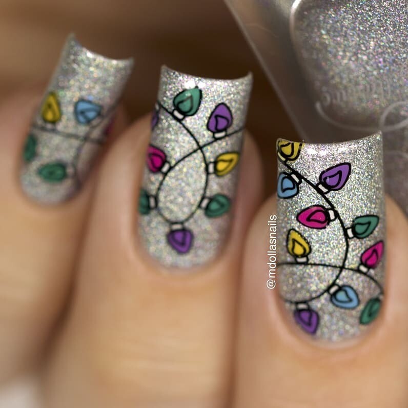 B034 Deck the Nails Stamping Plate For Christmas Stamped Nail Art Design