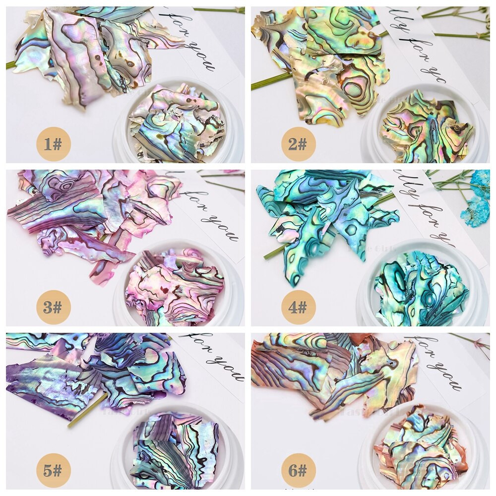 2Pcs Nail Art Sequins Natural Seashell Texture Irregular Thin Abalone Slice