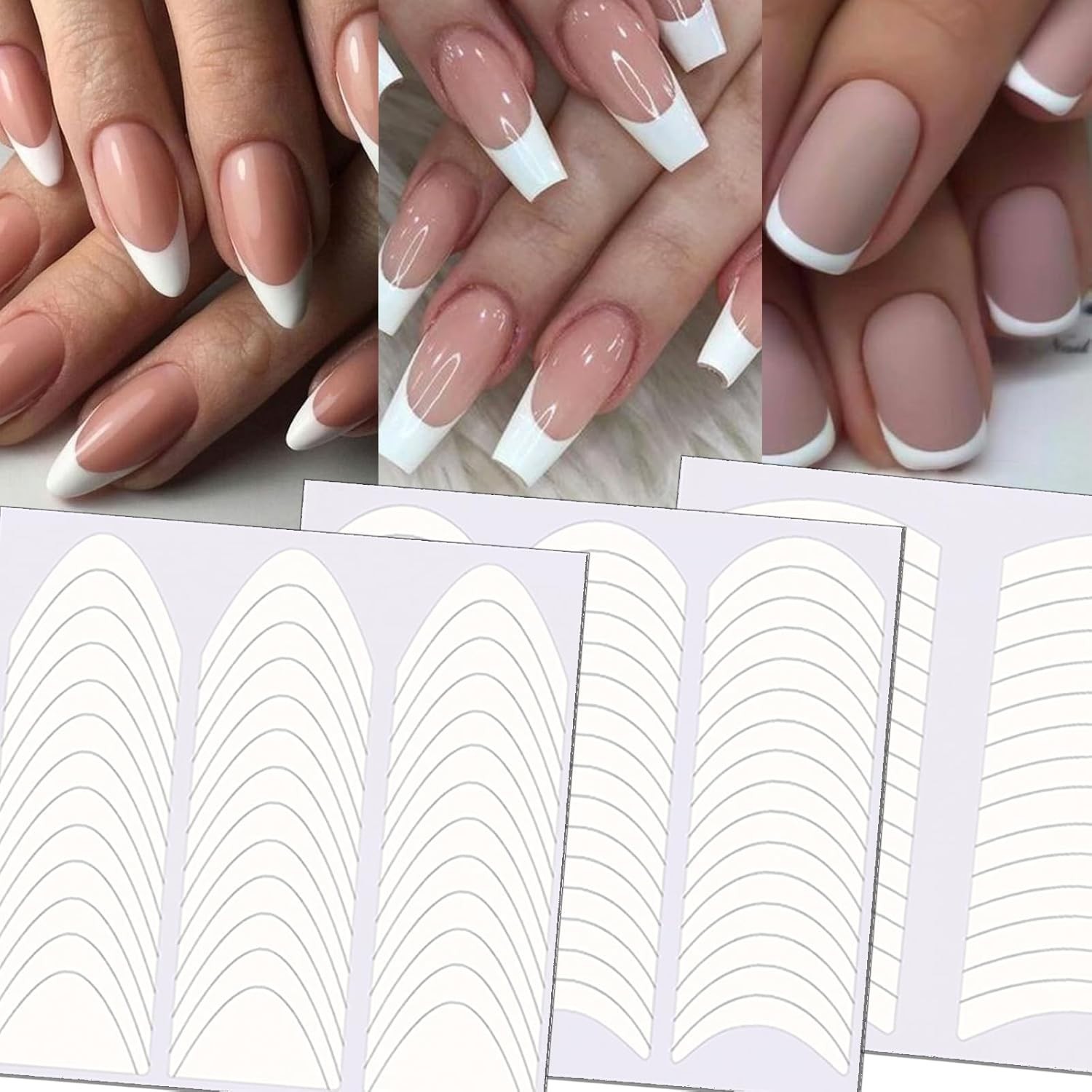 Versatile French Manicure Nail Stickers – 36 Sheets, 3 Designs for Perfect Nails