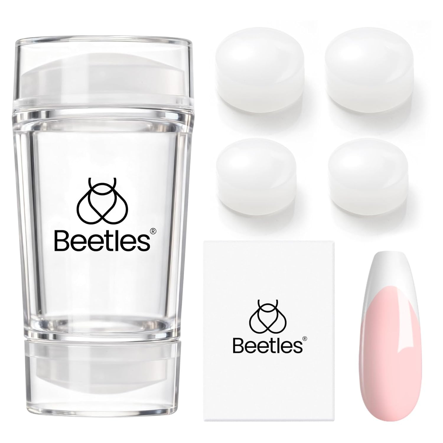 Beetles French Tip Tool Nail Stamp 6Pcs Silicone French Tips Stamp Kit with Repl