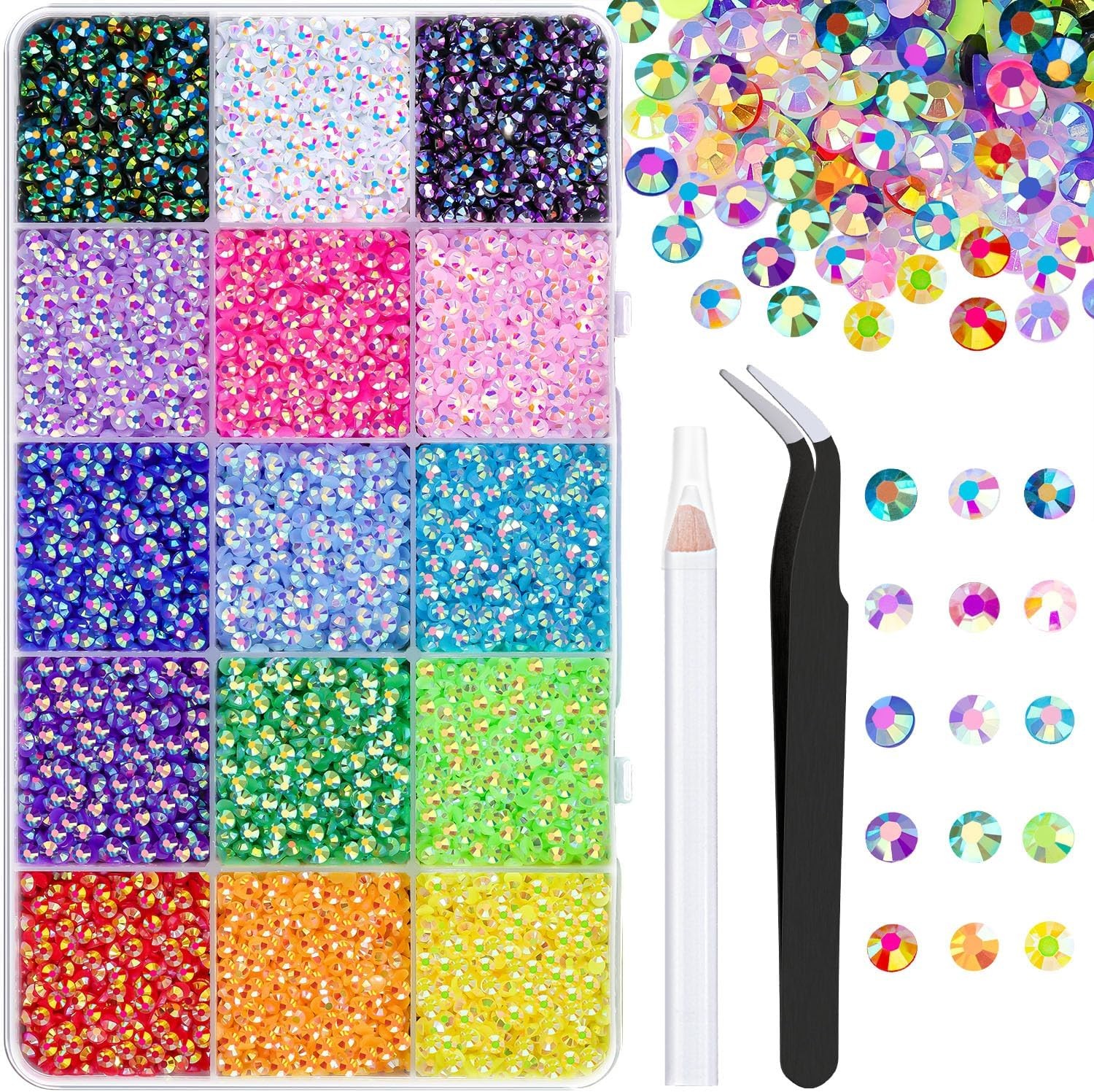 18000pcs 3mm Mixed Color Flatback Rhinestones, Resin Gems for Crafting with
