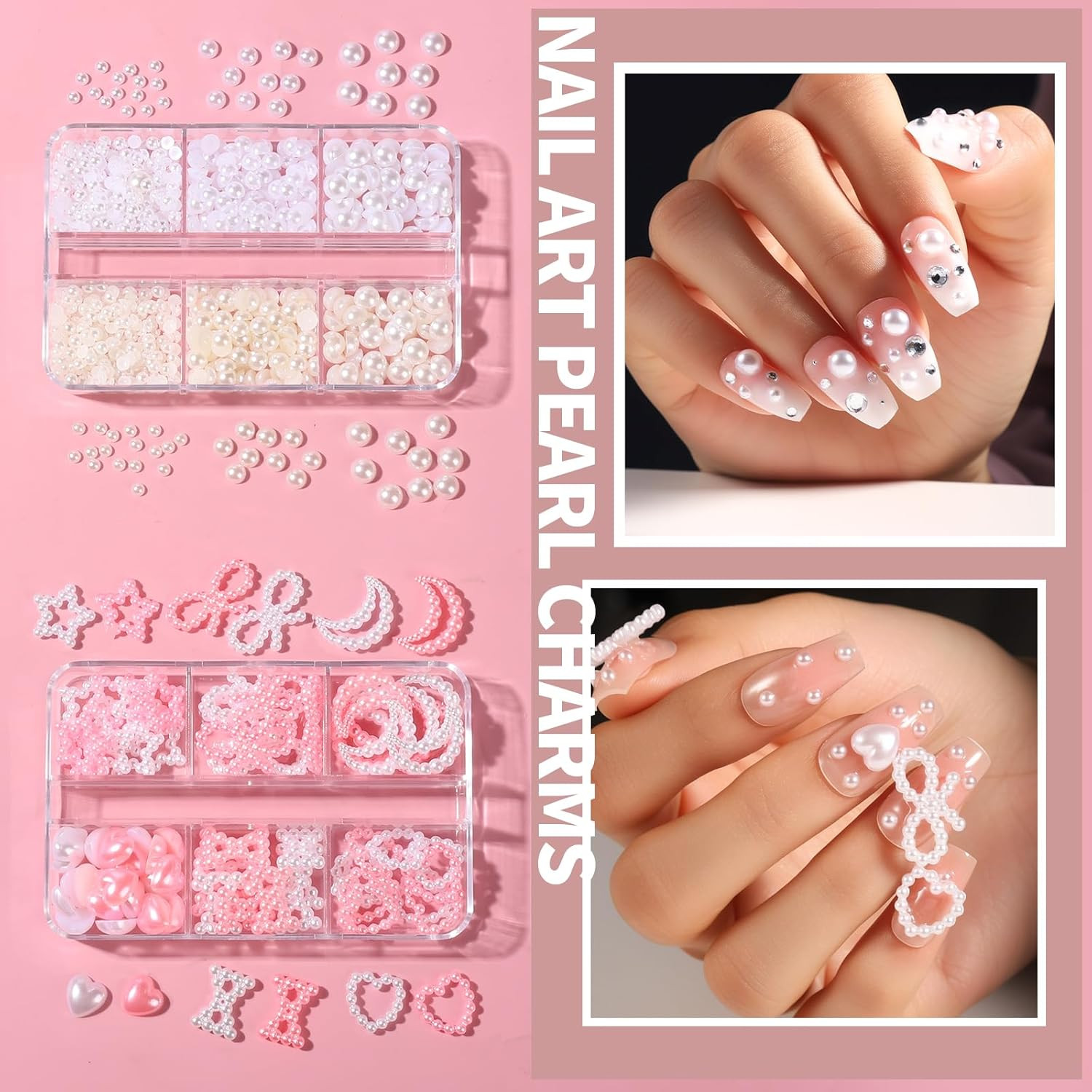 Nail Art Kit Beginners Chrome Powder Charms Stickers Brushes Dotting Rhinestones