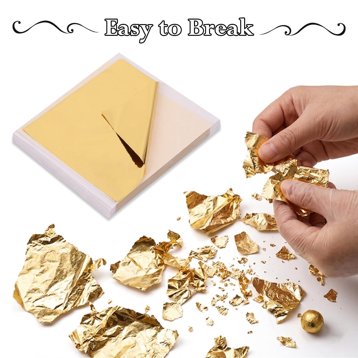 100Pcs Gold Leaf Sheets, 3.15” x 3.35” Imitation Gold Foil Sheets for Art and…