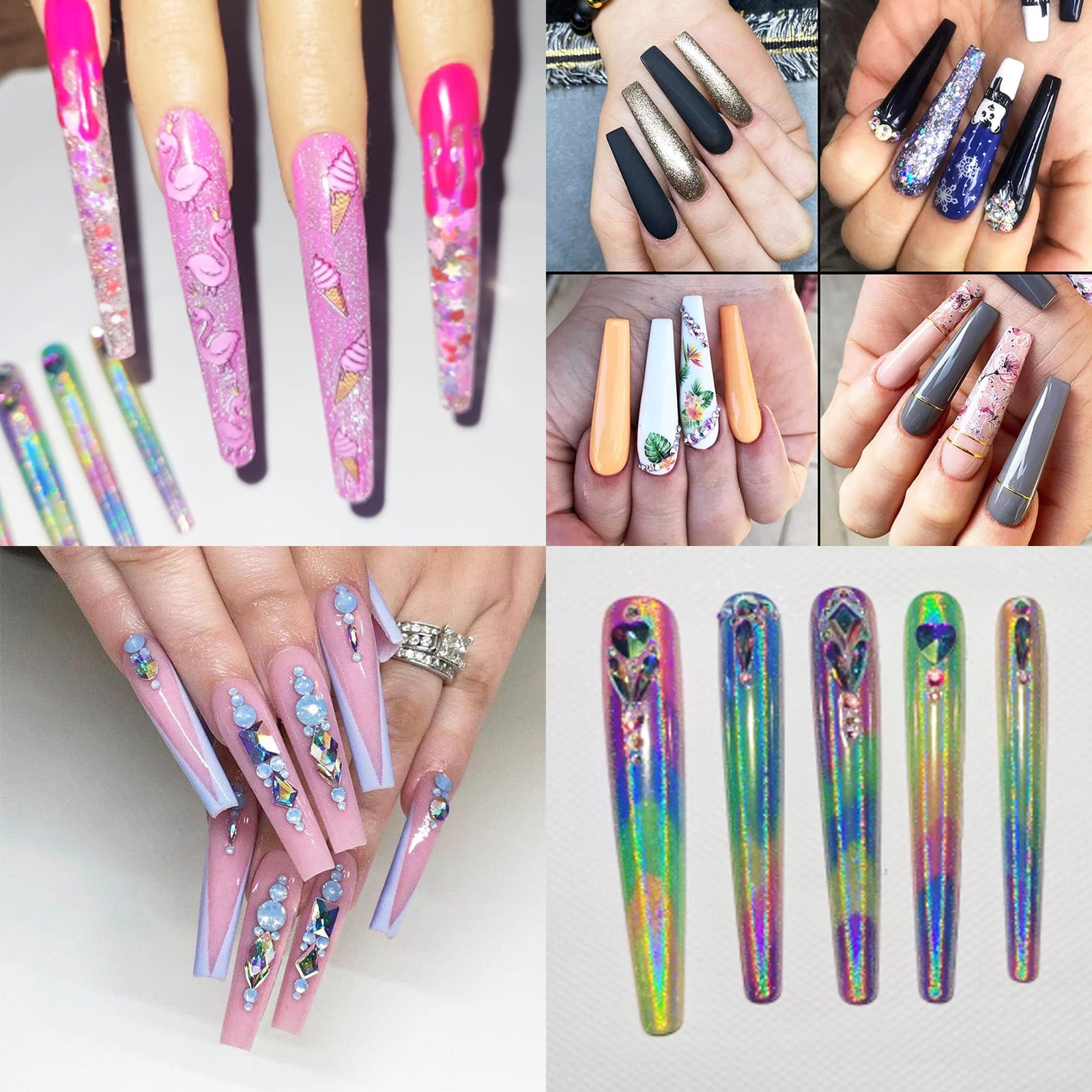 600pcs 3XL Clear Nail Tips Coffin Full Cover Ballerina Shape Extra Long Acryl…