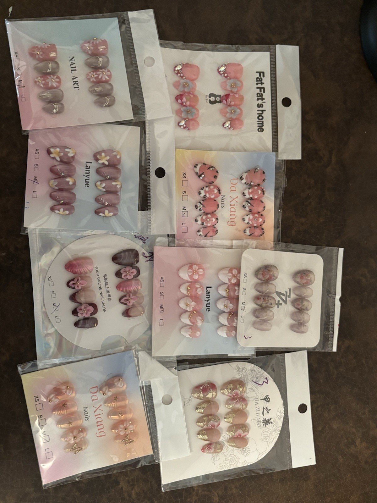 Short Homemade Almond Shaped Size Medium Press On Nails Assorted Lot