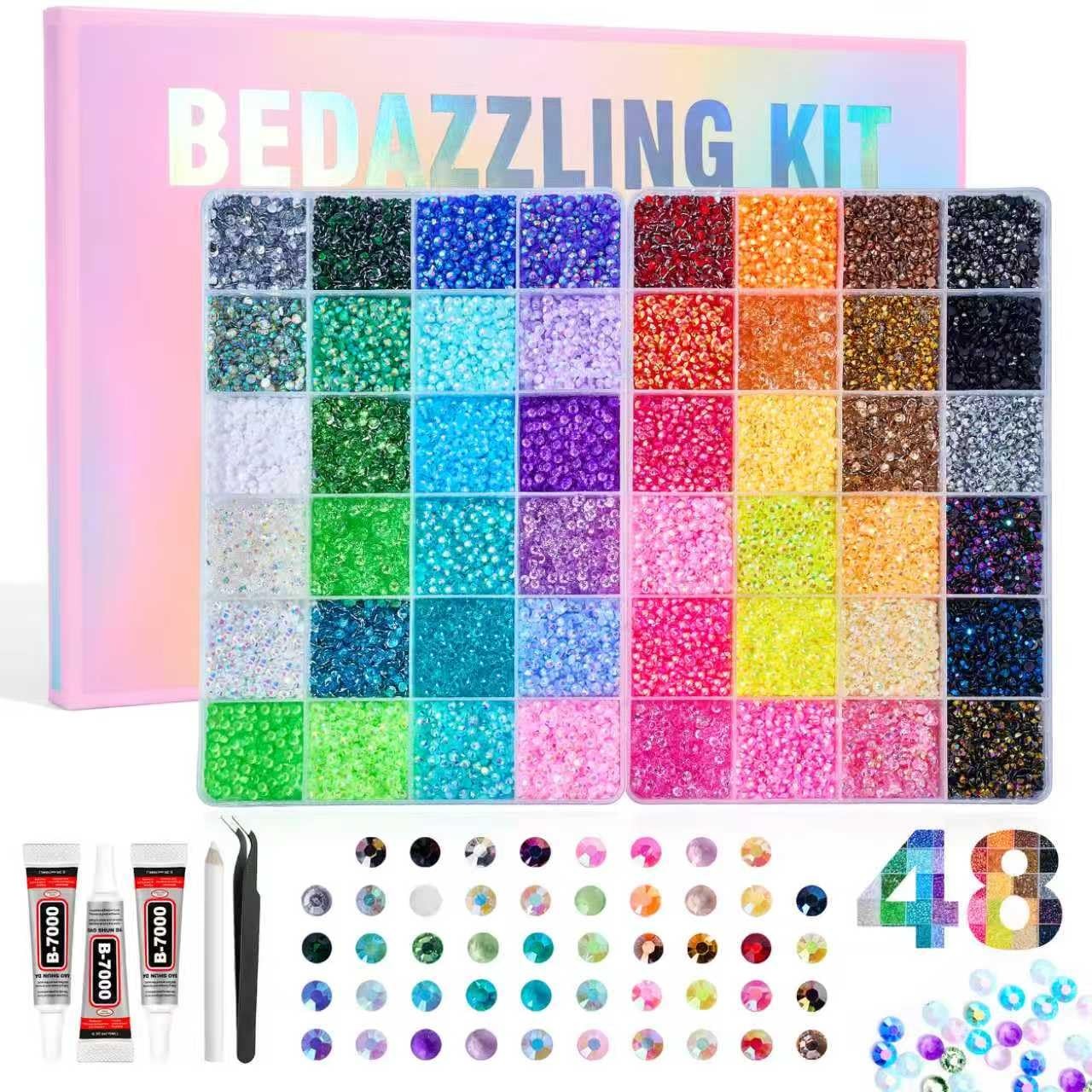 44000 Pcs Resin Jelly Rhinestones Bedazzling Kit 48 Colors Bedazzler Kit wit…