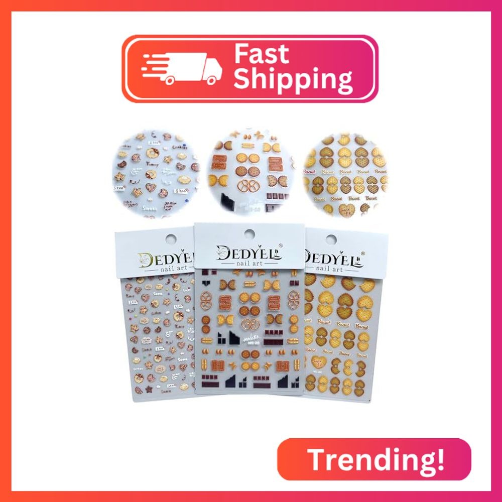 Dedyel Food Nail Art Stickers 3D Cake Dessert Donut Ice Cream Cookies Fruit Brea