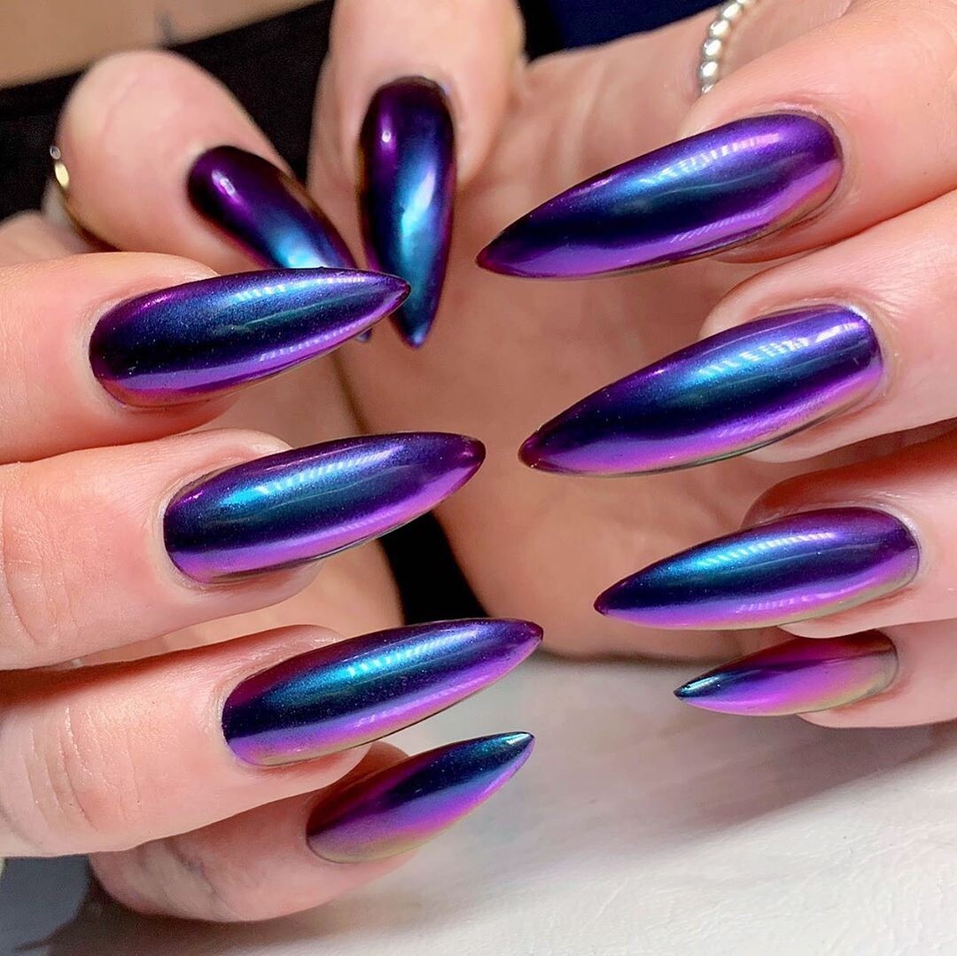 New Chameleon Nail Art Mirror Chrome Powder Rainbow Colour Changing Blue Purple