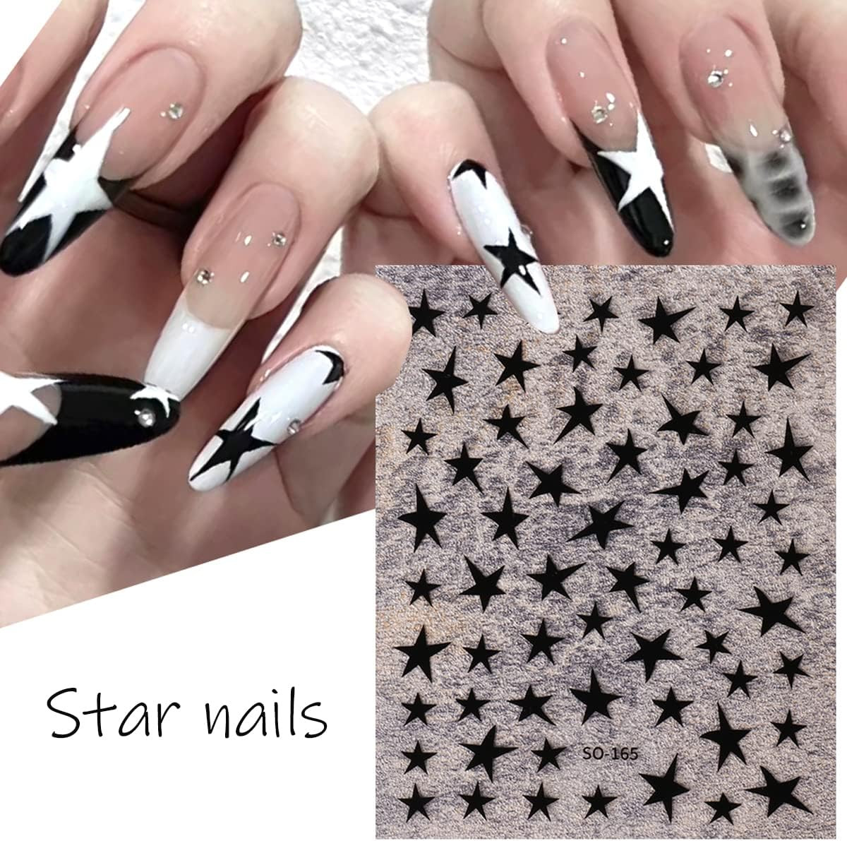 8 Sheets Star Nail Art Stickers Decals Designer Nail Art Supplies 3D Glitters St