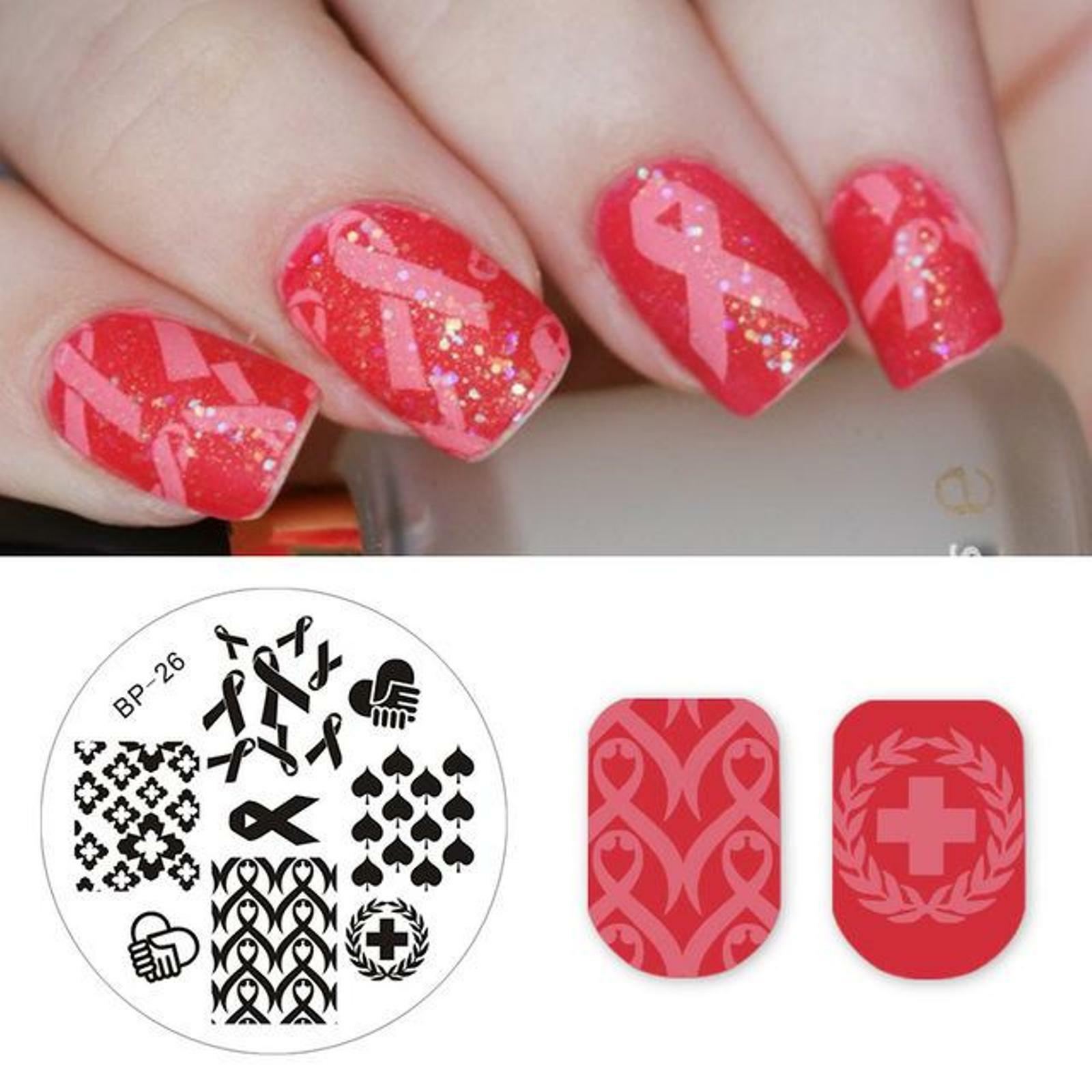 BP26 Crossover Ribbon Design Nail Art Template Image Plate Stamper Scraper Kit