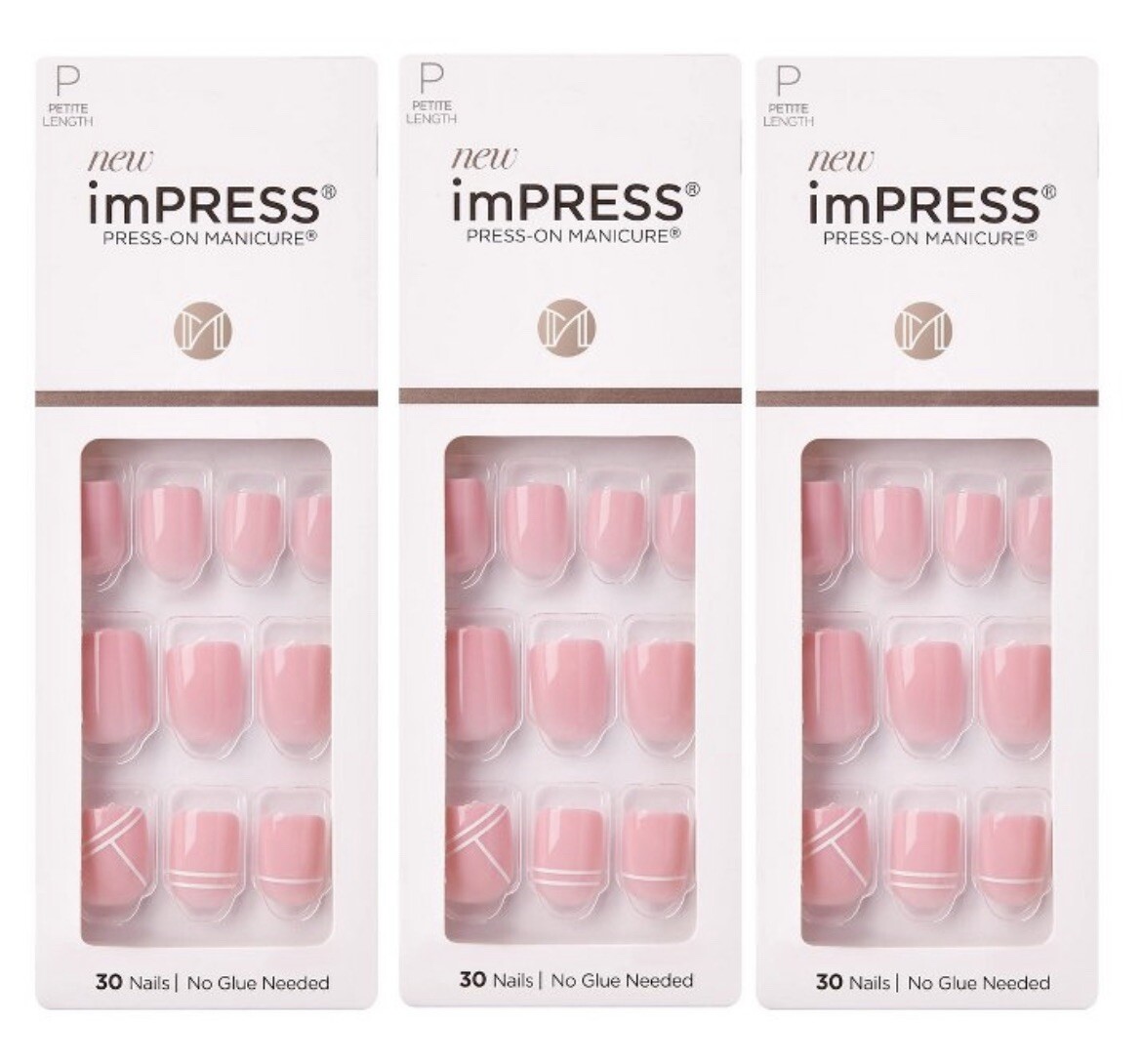 Kiss imPRESS Petite Length Pink Nails Timeless Day x 3 New Packs