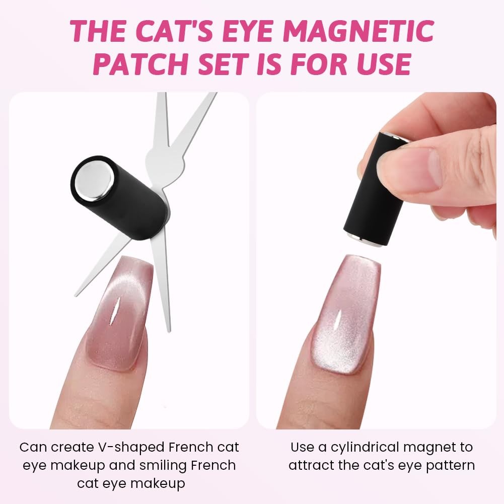 2 in 1 Cat Eye Magnet Set, Double-head Cat Eye Gel Nails Polish Magnet, 3D Na…