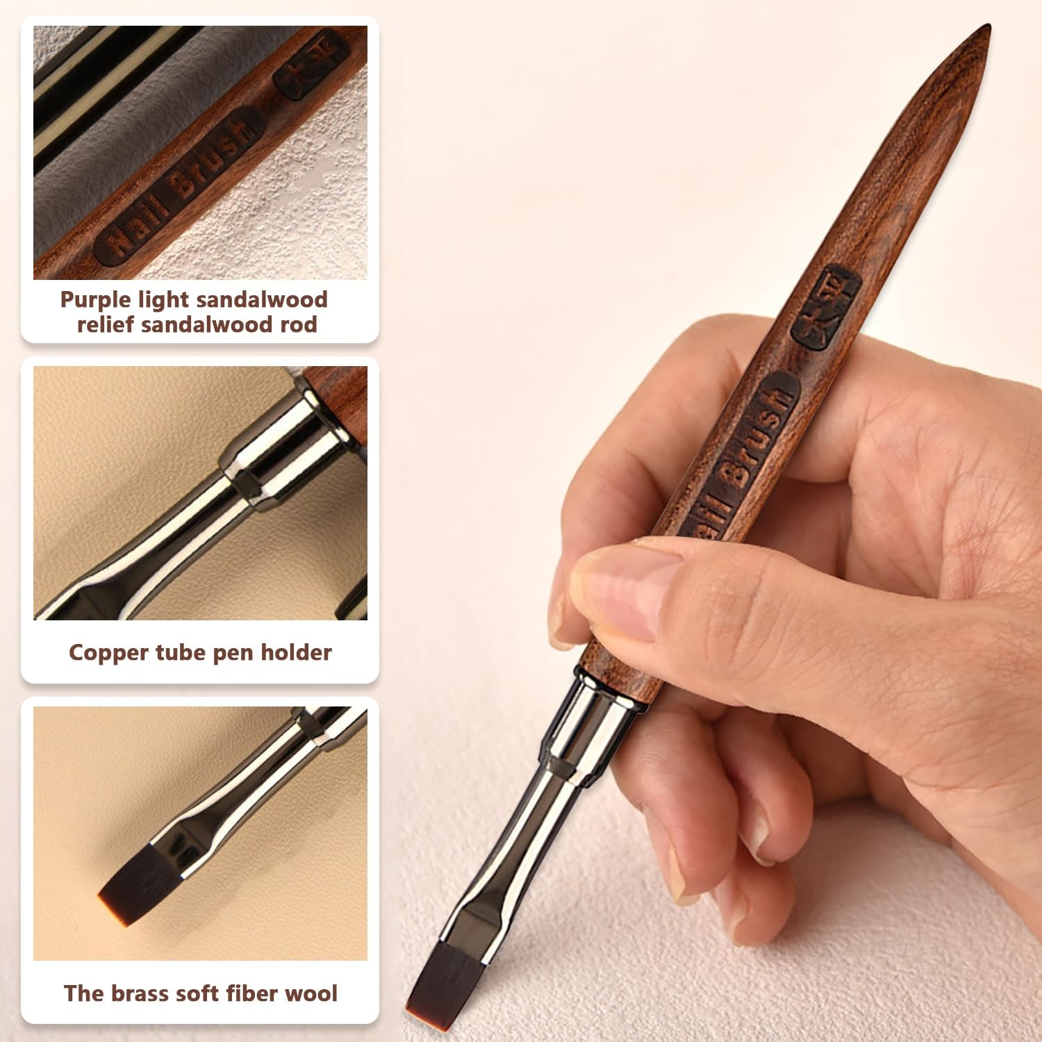 1pc Acrylic Nail Brush Sandalwood Nail Art Brushes Nail Painting Brush Nail C…