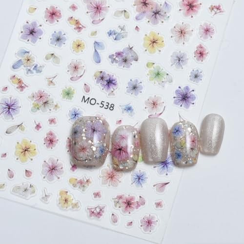 Summer Flower Nail Art Stickers Decals 3PCS 3D Embossed Self-Adhesive Flower-02