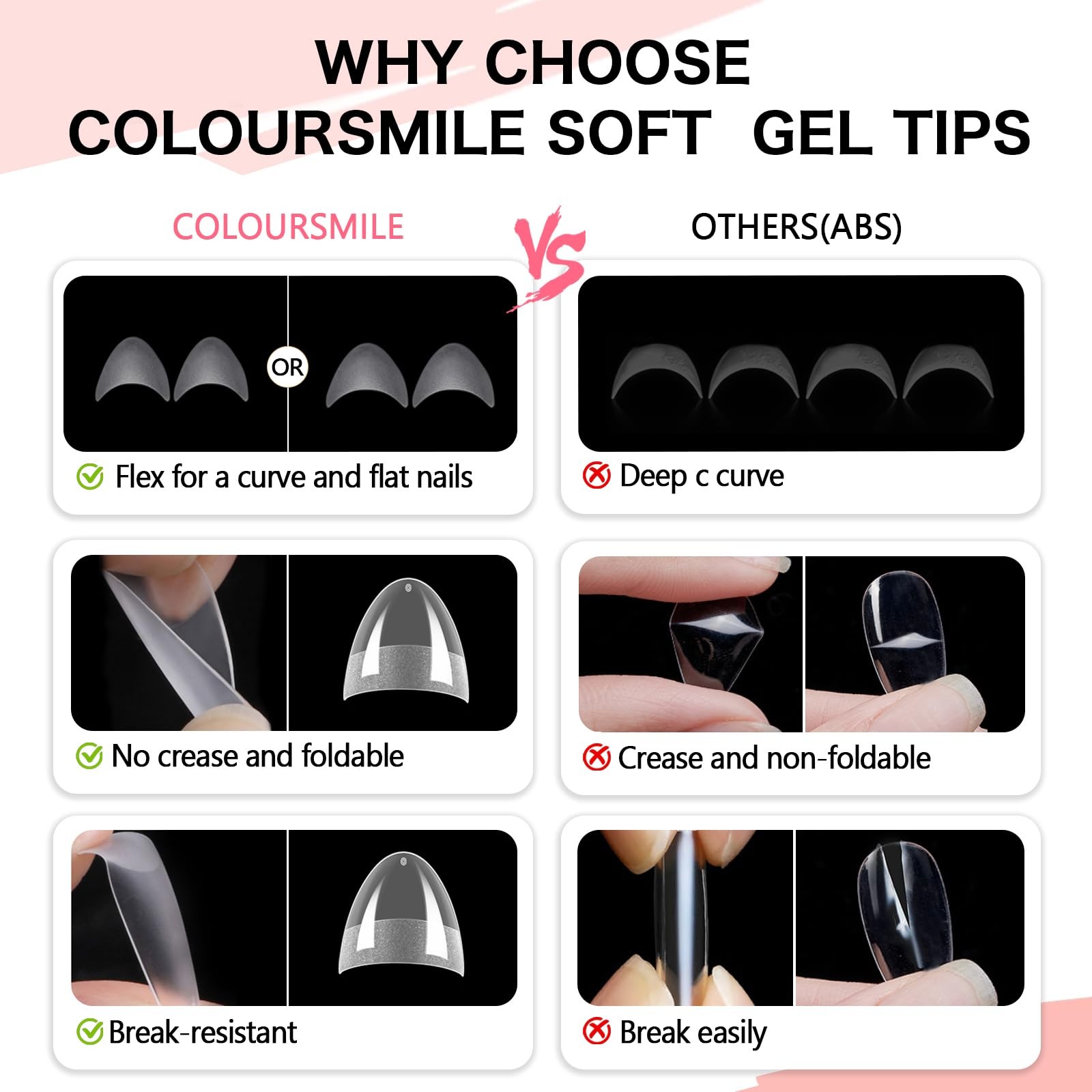 COLOURSMILE Short Almond Half Cover Nail Tips – 216PCS Pre Etched Tips, 12 Si…