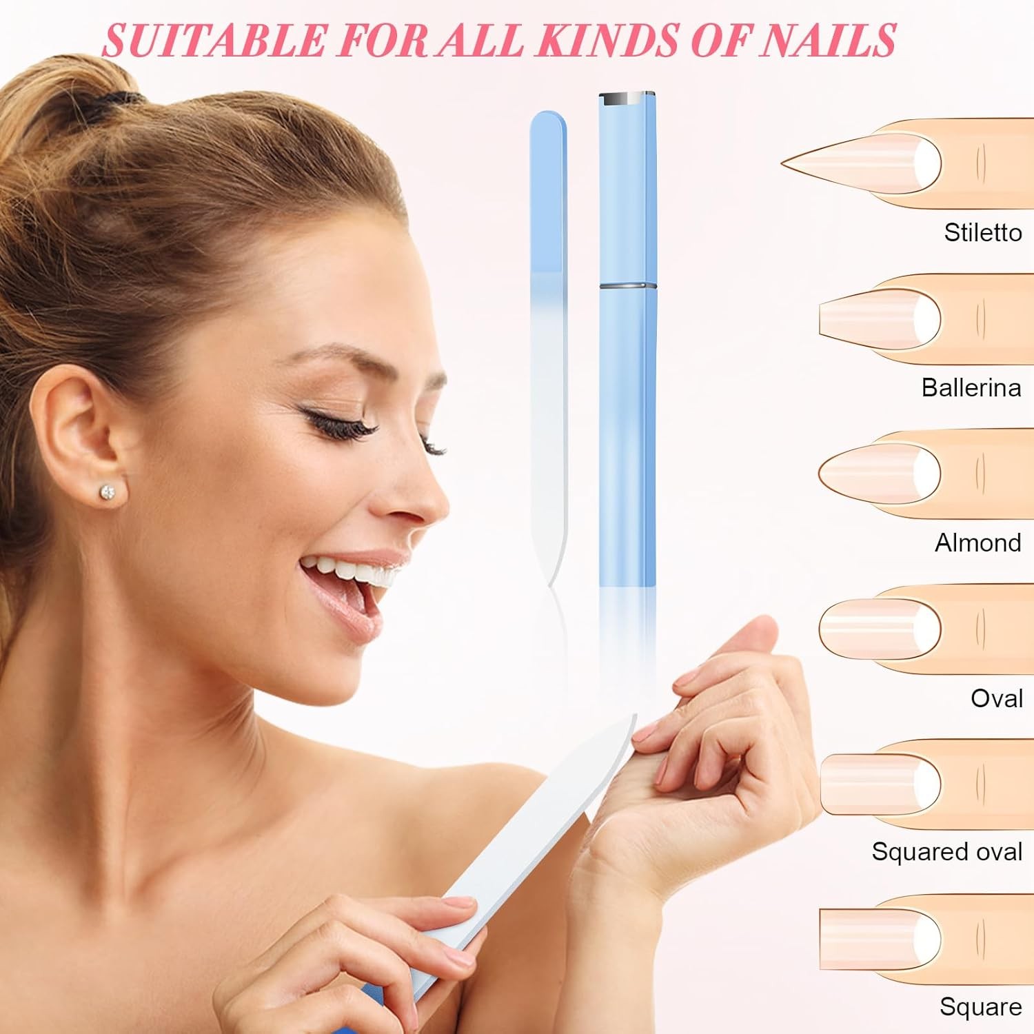 6 Pack Glass Nail File for Natural Nails, Stocking Stuffers for Teen Girls Women