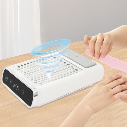 Nail Dust Vacuum Cleaner 4500rpm Adjustable Suction Nail Dust Collector LCD 80W