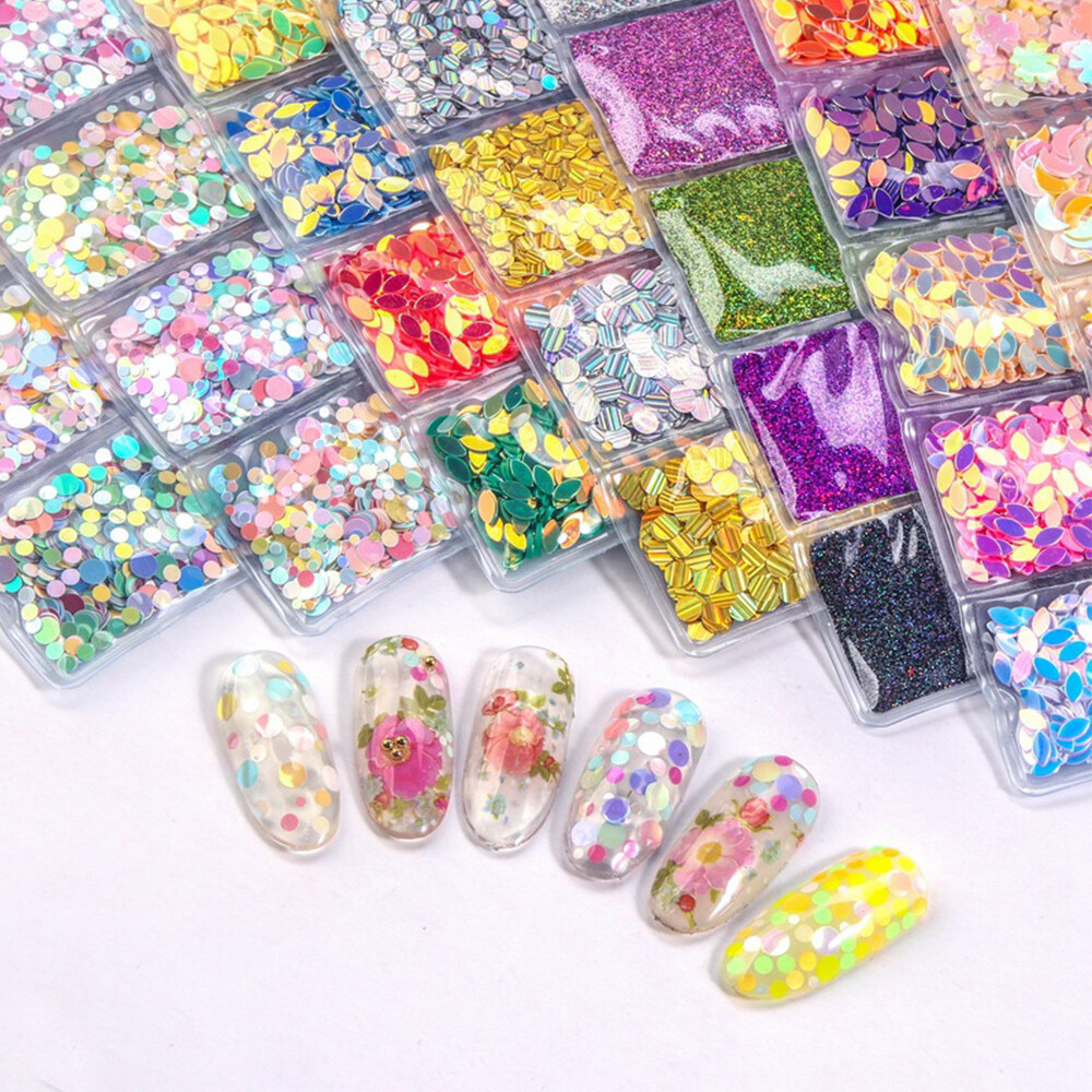 Colorful Nail Glitter Powder Sequins Laser Foils Flakes Bags Nail Art Decoration