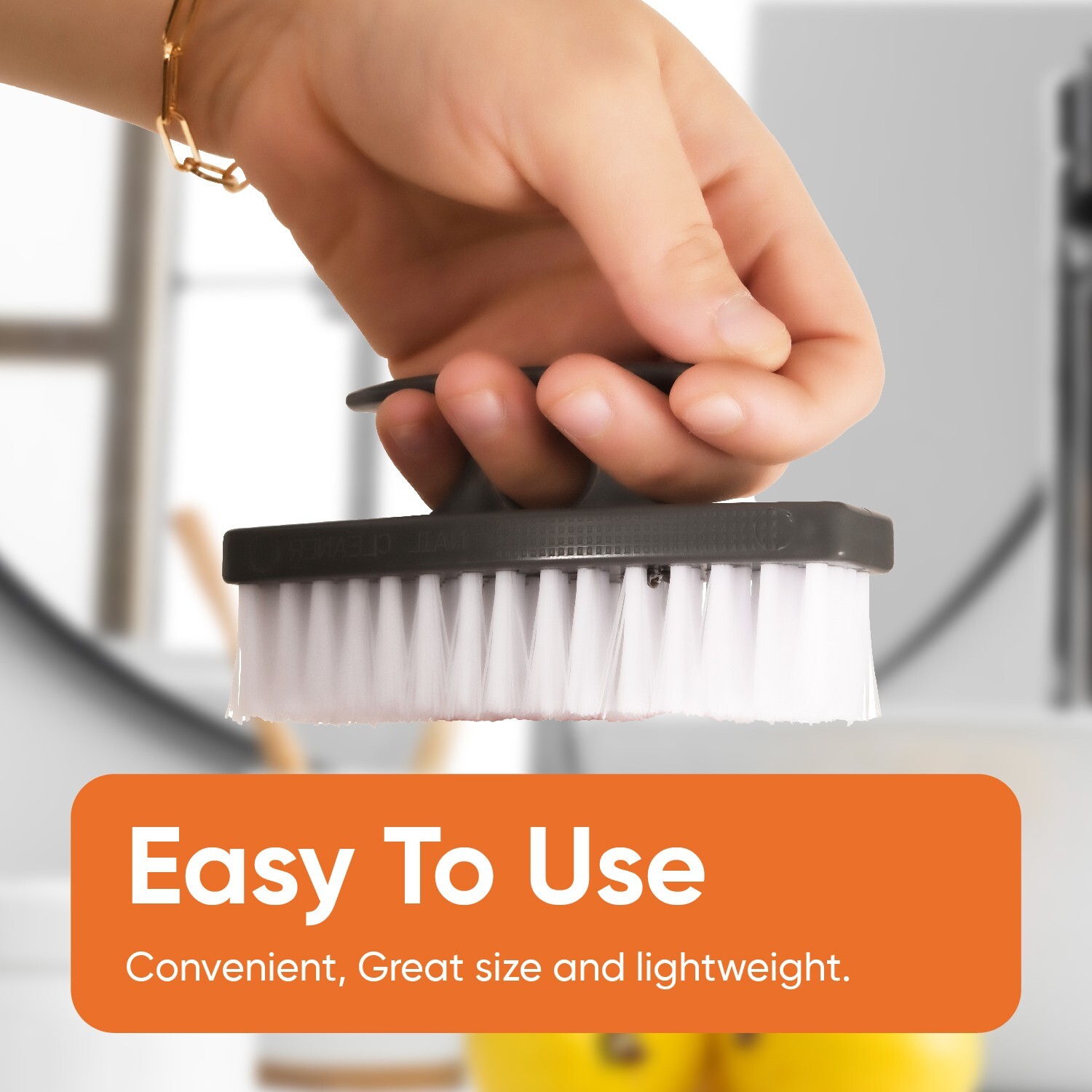Superio 2 Pack Heavy Duty Nail Brush with Handle, Stiff Bristles – Grey and Red