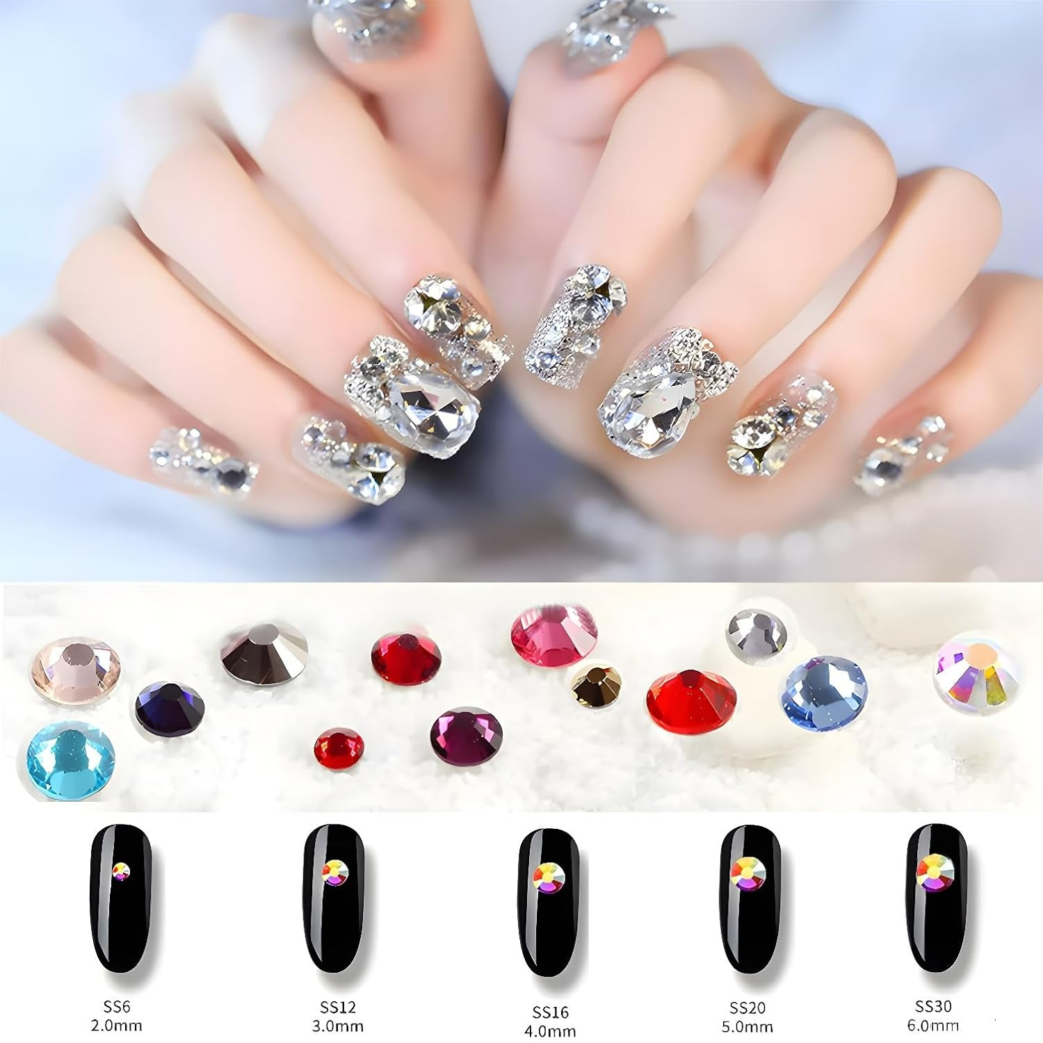 Flatback Rhinestones round Gems for Nails Art and Crafts 4000Pcs SS6 2Mm Glitter
