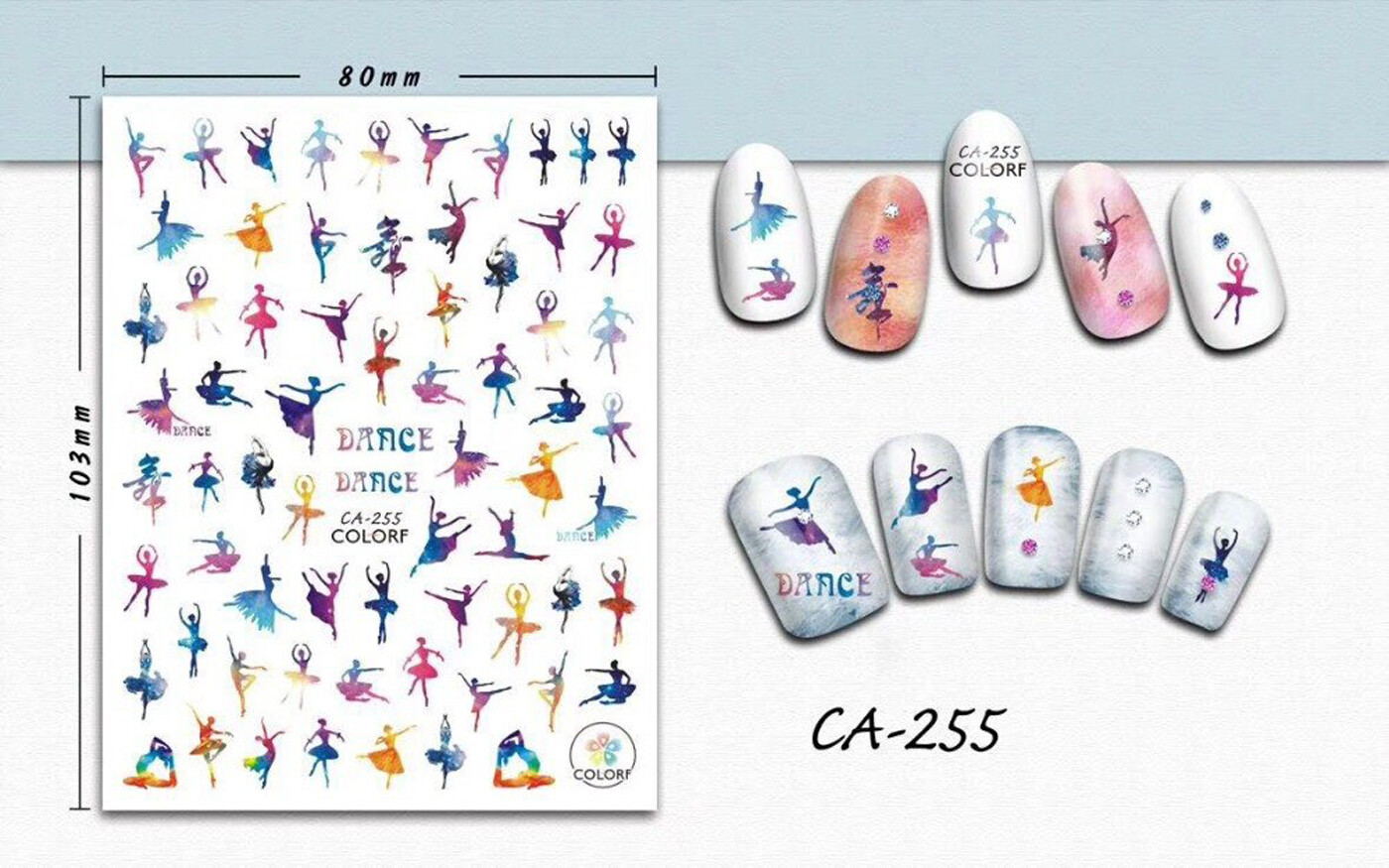 Nail art 3D stickers decal pink purple blue girl ballerina dancer CA255
