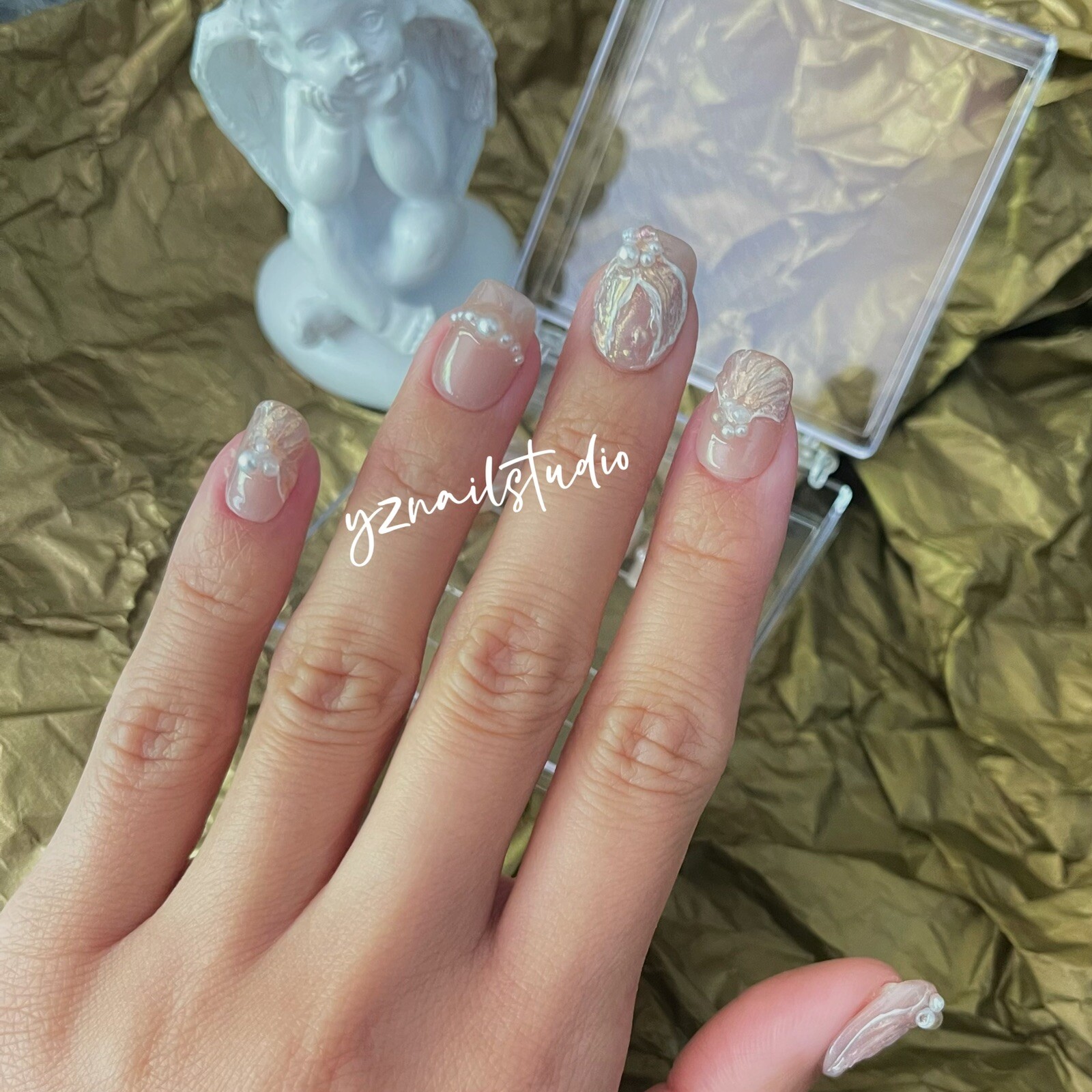 🔥CUSTOM Mermaid Gel Press On False Nails set /Handmade short nails size：S