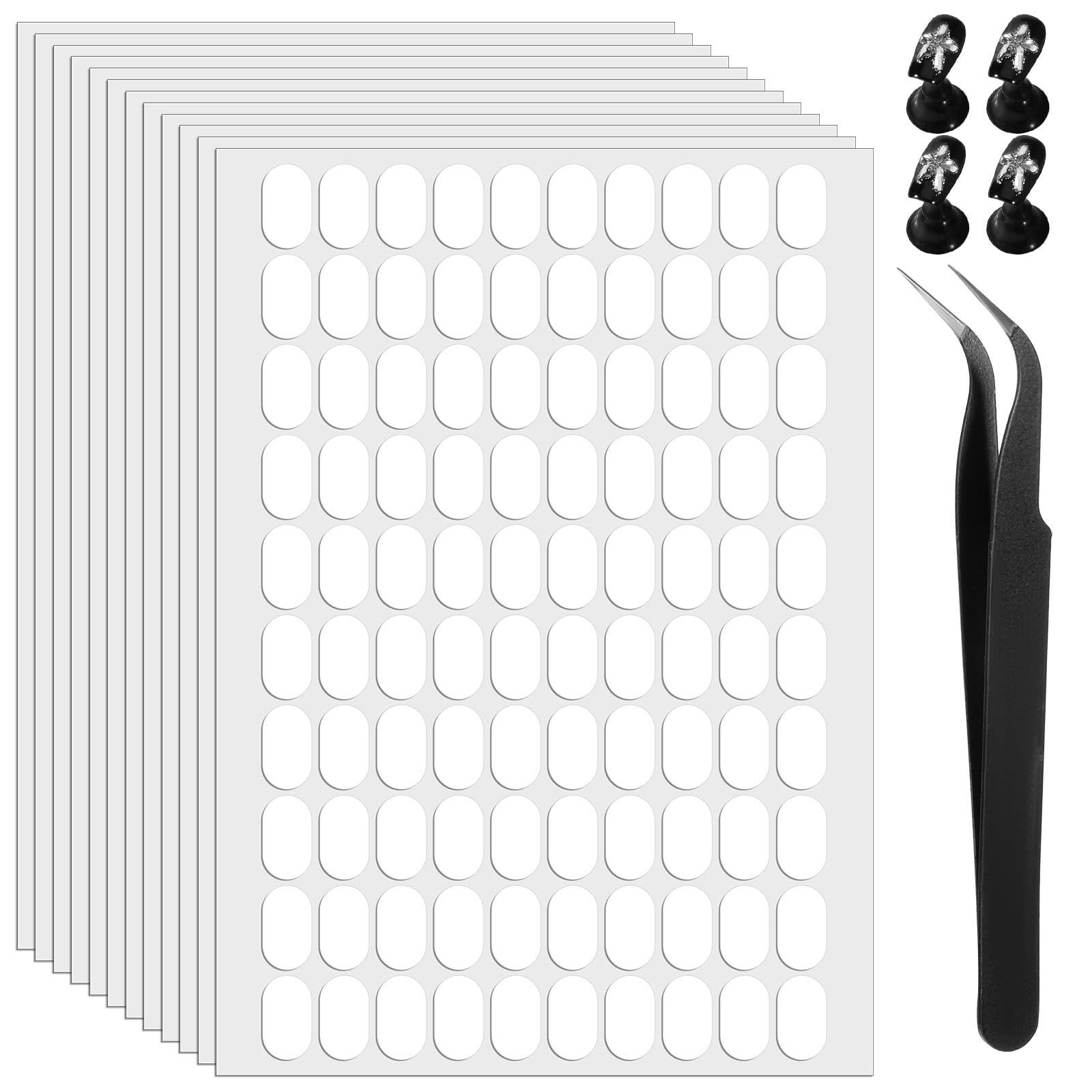 1200 Pcs Double Sided Adhesive Nail Tabs Strips for Press On Nails with Tweezer