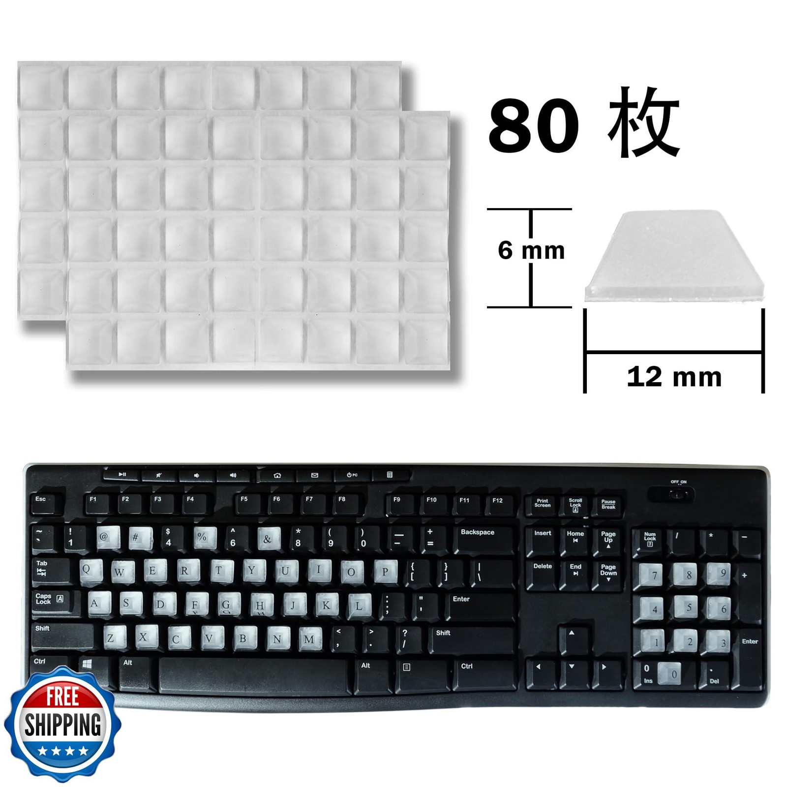 80 PCS Raised Keyboard Stickers with DIY Letter Decals for Nail-A