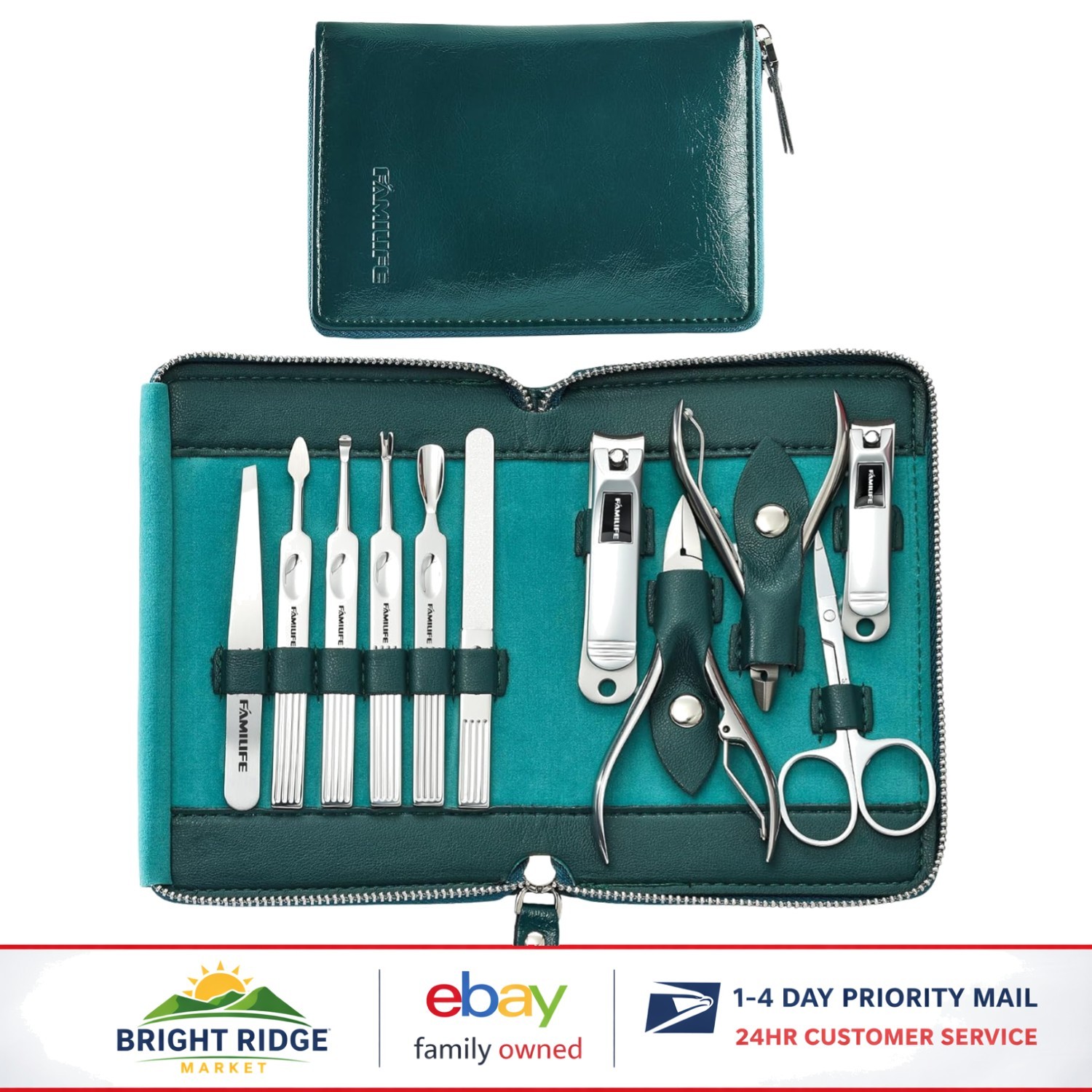 Men’s 11 Piece Nail Kit, Professional Stainless Steel Tools with Travel Case