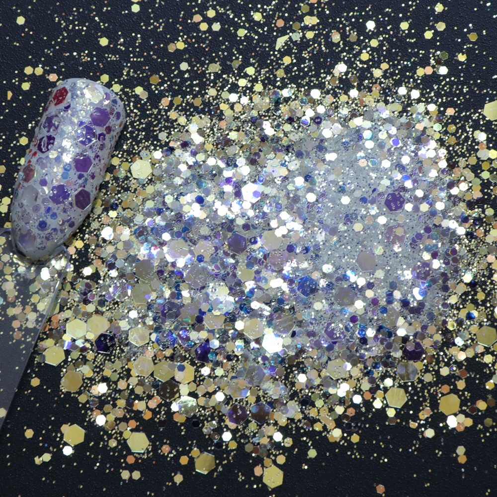 Unicorn Mermaid PIXEL NAIL SEQUINS CHUNKY GLITTER POWDER Effect AB Mix Sizes
