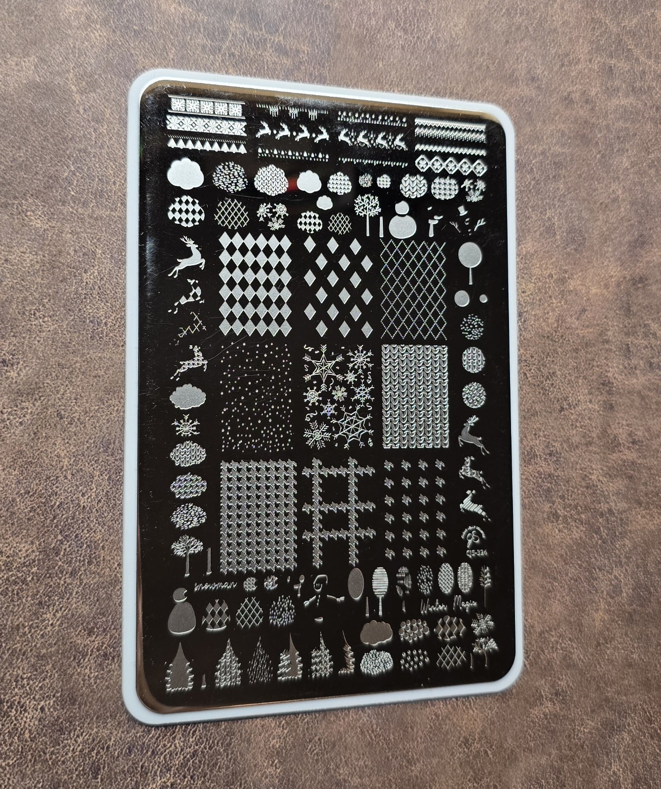 Clear Jelly Stamper Layered Nail Plate CJS 324 Christmas Patterned Winter Plaid