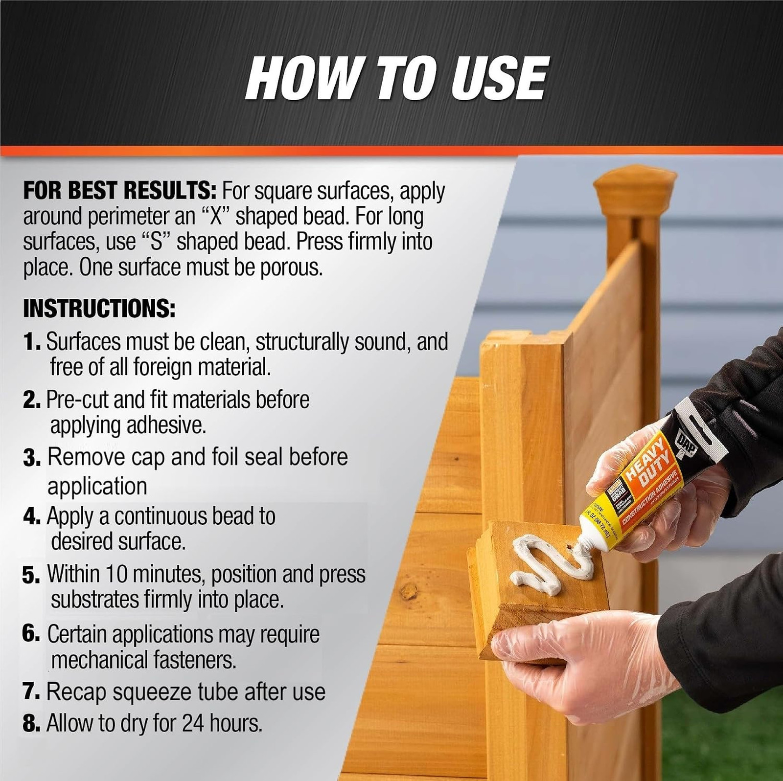 Heavy Duty Construction Adhesive White 3 Oz Instant Bond for Tile Wood Brick