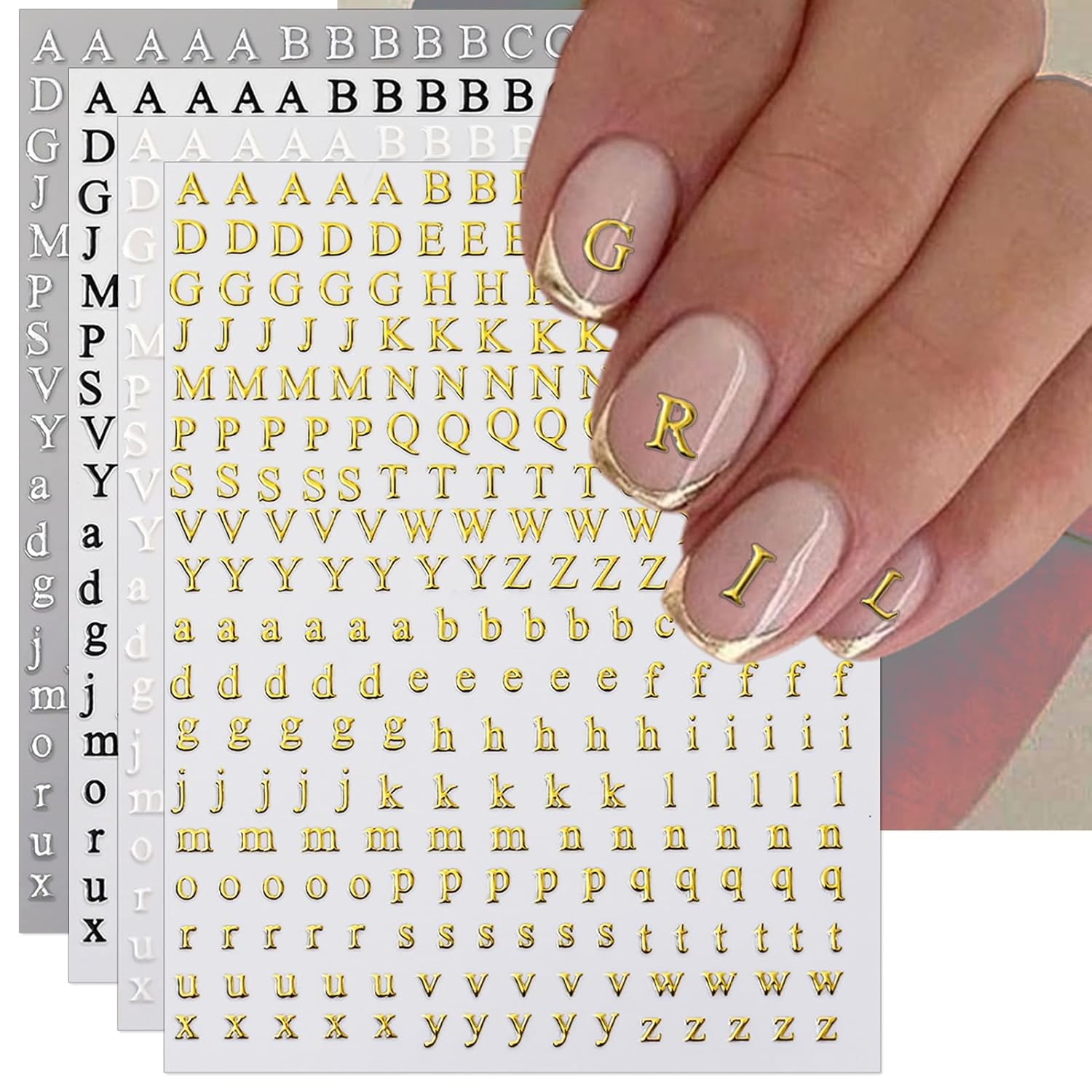Letter Nail Art Stickers – 3D English Alphabet Decals for DIY Mix