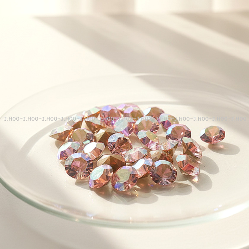 Preciosa Czech Light Rose AB V-Cut Round Stone Pointed Back