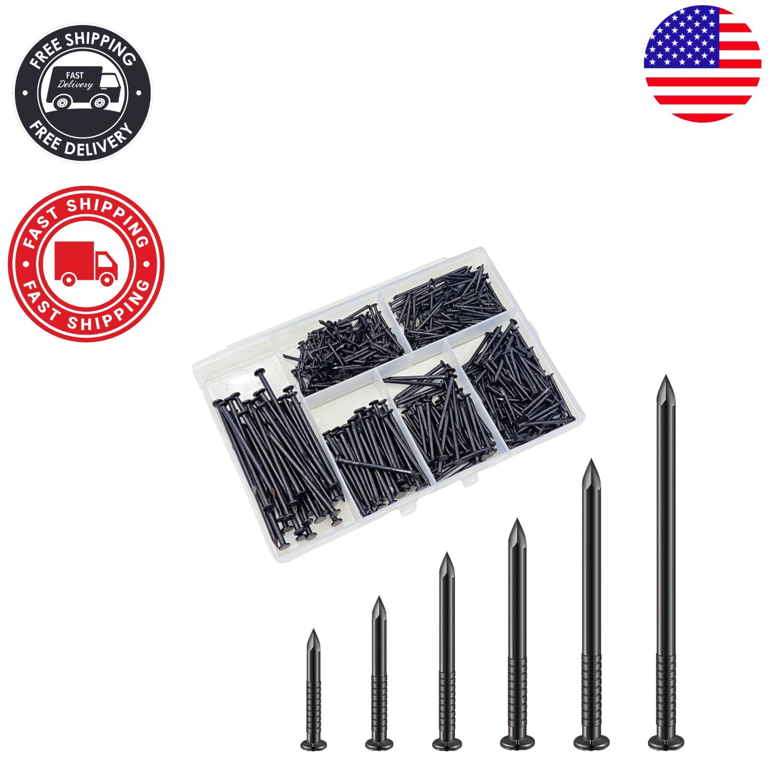 Black High Strength Nail Kit – Versatile Wood & Wall Nails for Every Project