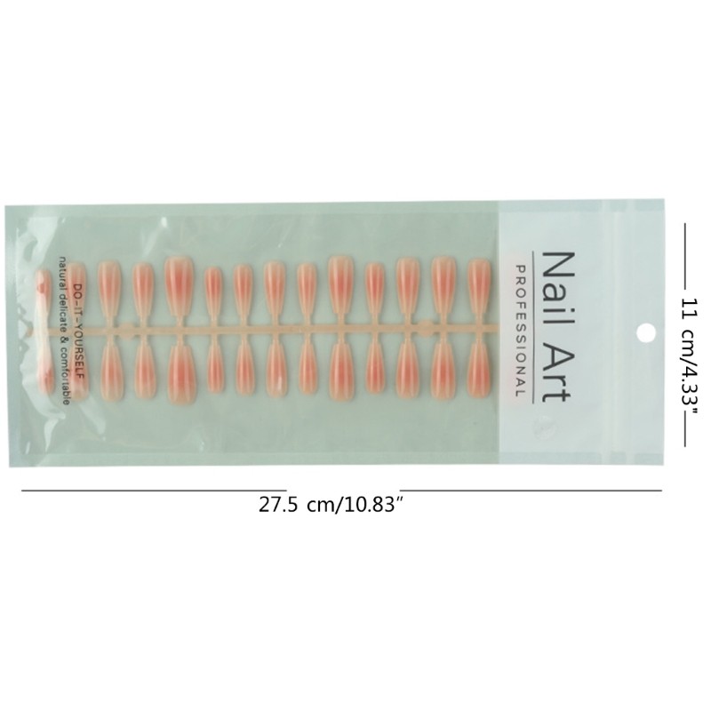 30Pieces Gradient Long Ballet Fake Nails French Style Nails Square Head False
