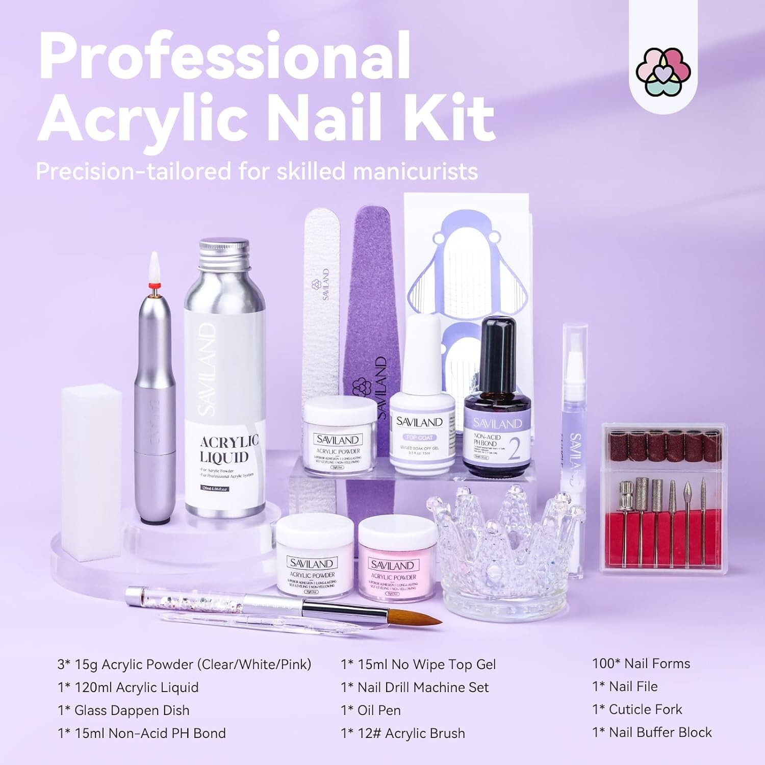 Deluxe Acrylic Nail Kit with Drill: Powder, Liquid & Lamp for Perfect Nails