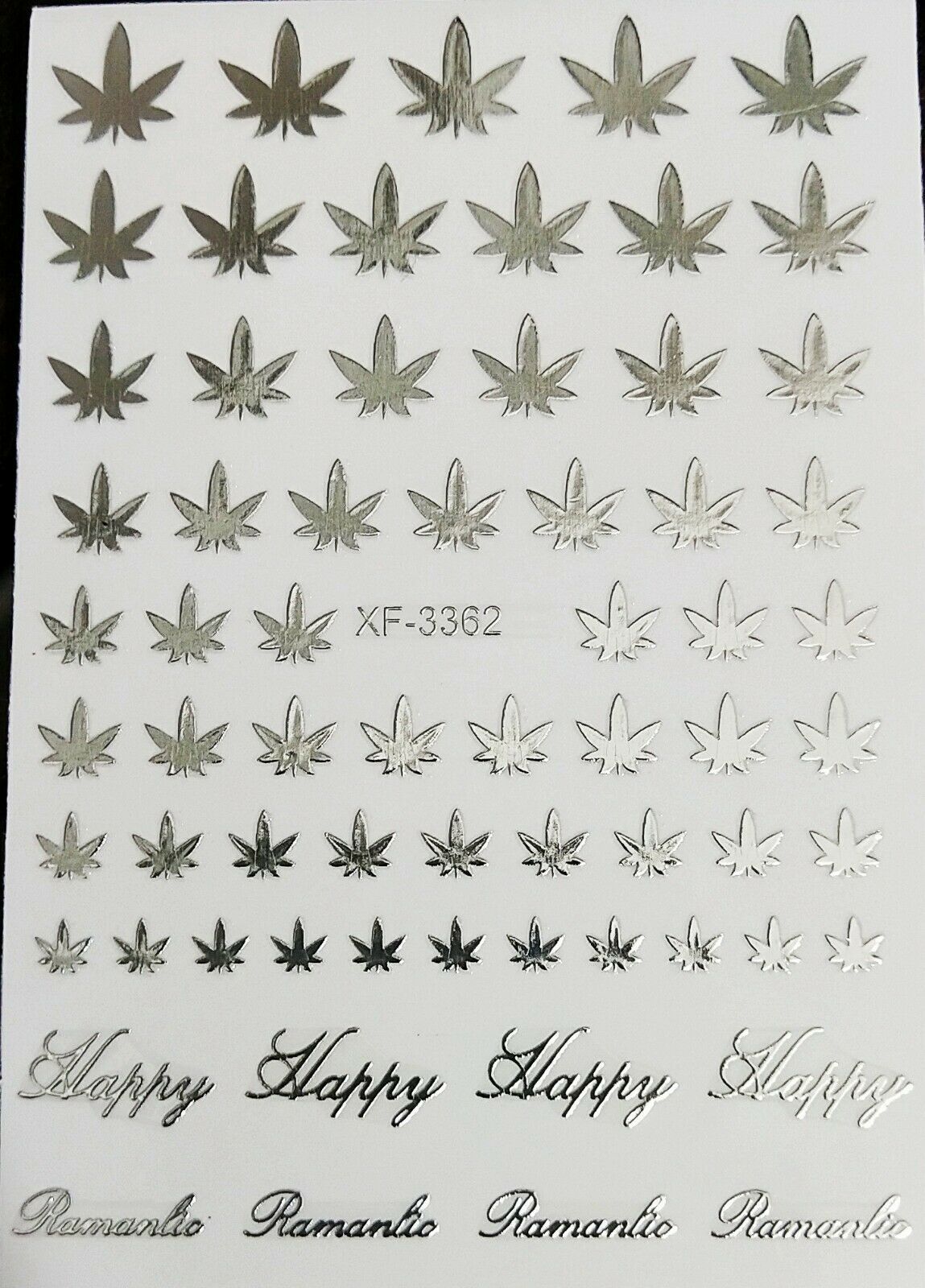 Cannabis Leaves Nails Stickers Glow In The Dark Pot Weed Marijuana Decals NH15