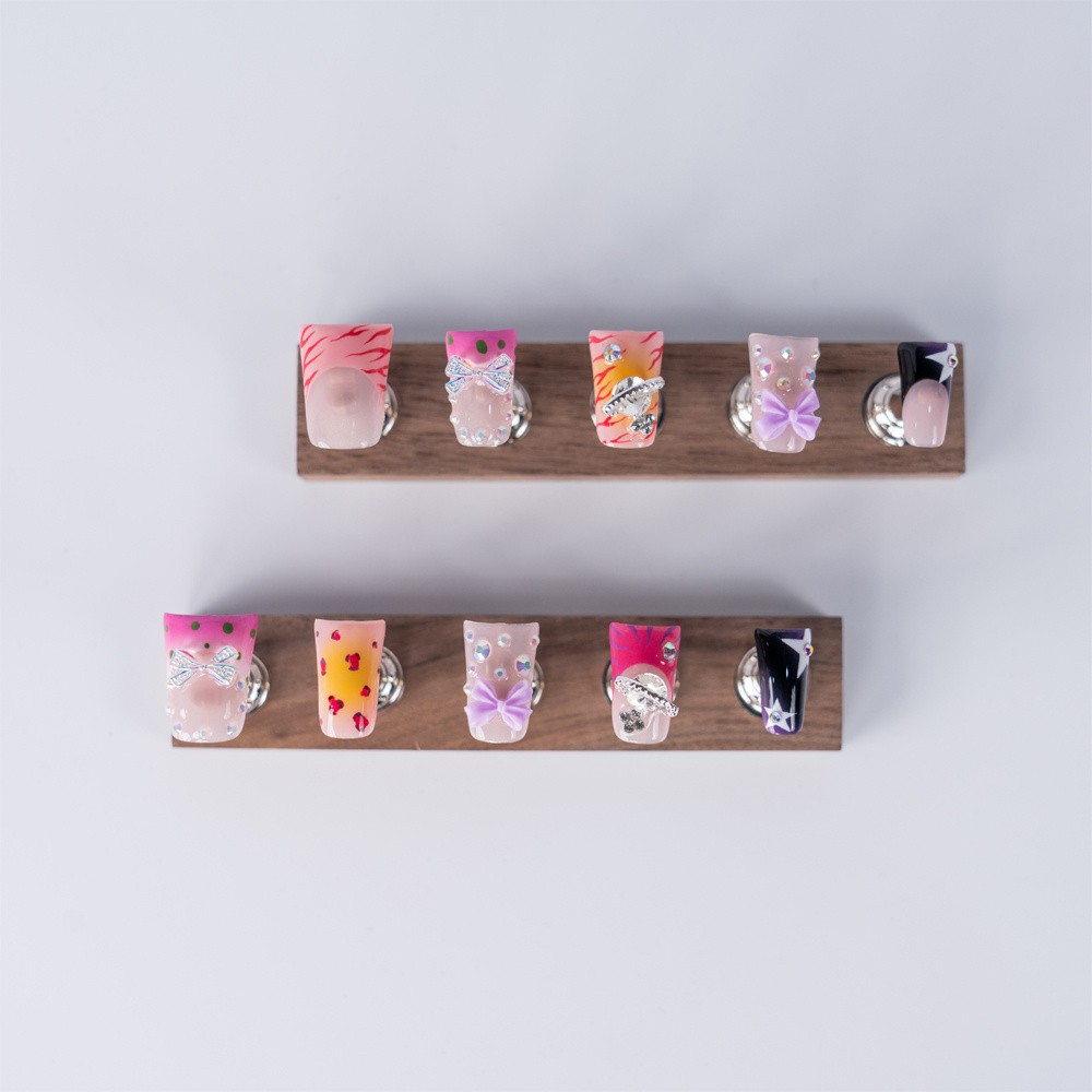 Handmade Press On Nails High Quality Y2K Bow Duckbill Square Fake Nails Gift