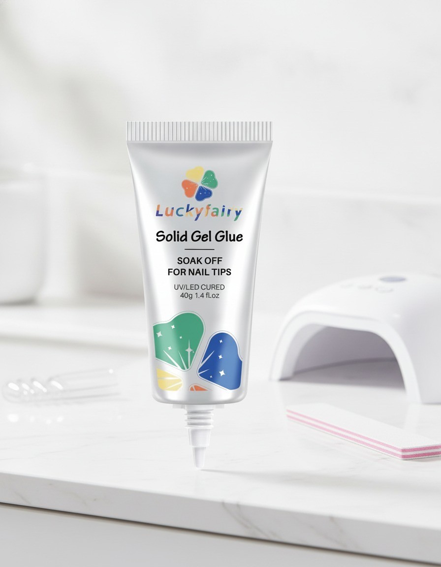 Nail Glue, 40ml, Solid Gel, Precision Nozzle, LED UV Lamp Curing Needed