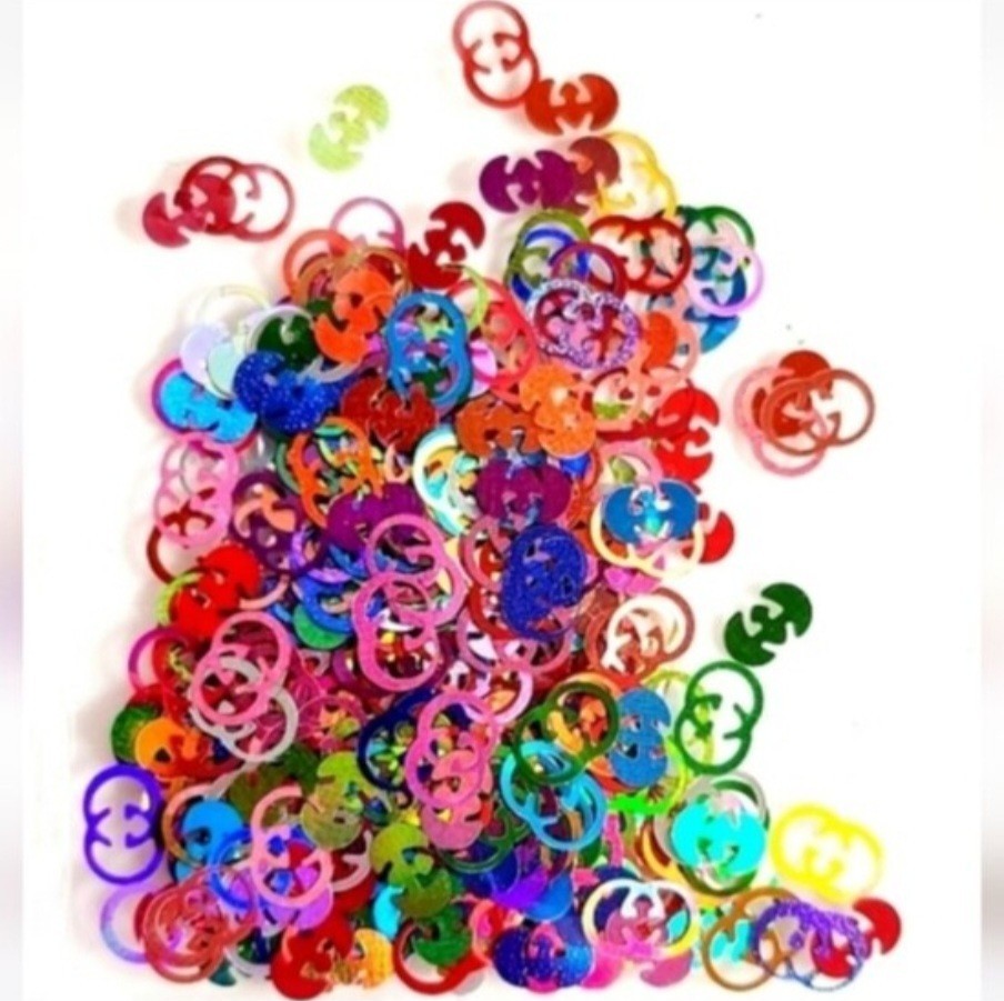NWT NAIL ART DESIGN MULTICOLORED MIXTURE FLAT METALLIC FOIL LUXURY LOGO SEQUINS
