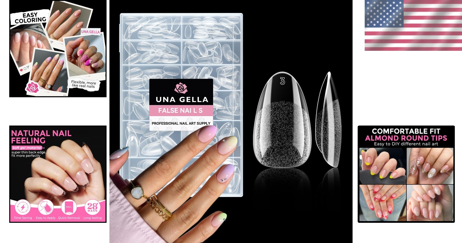 Full Cover Clear Soft Gel Almond Nail Tips | 216 Count | Effortless Application
