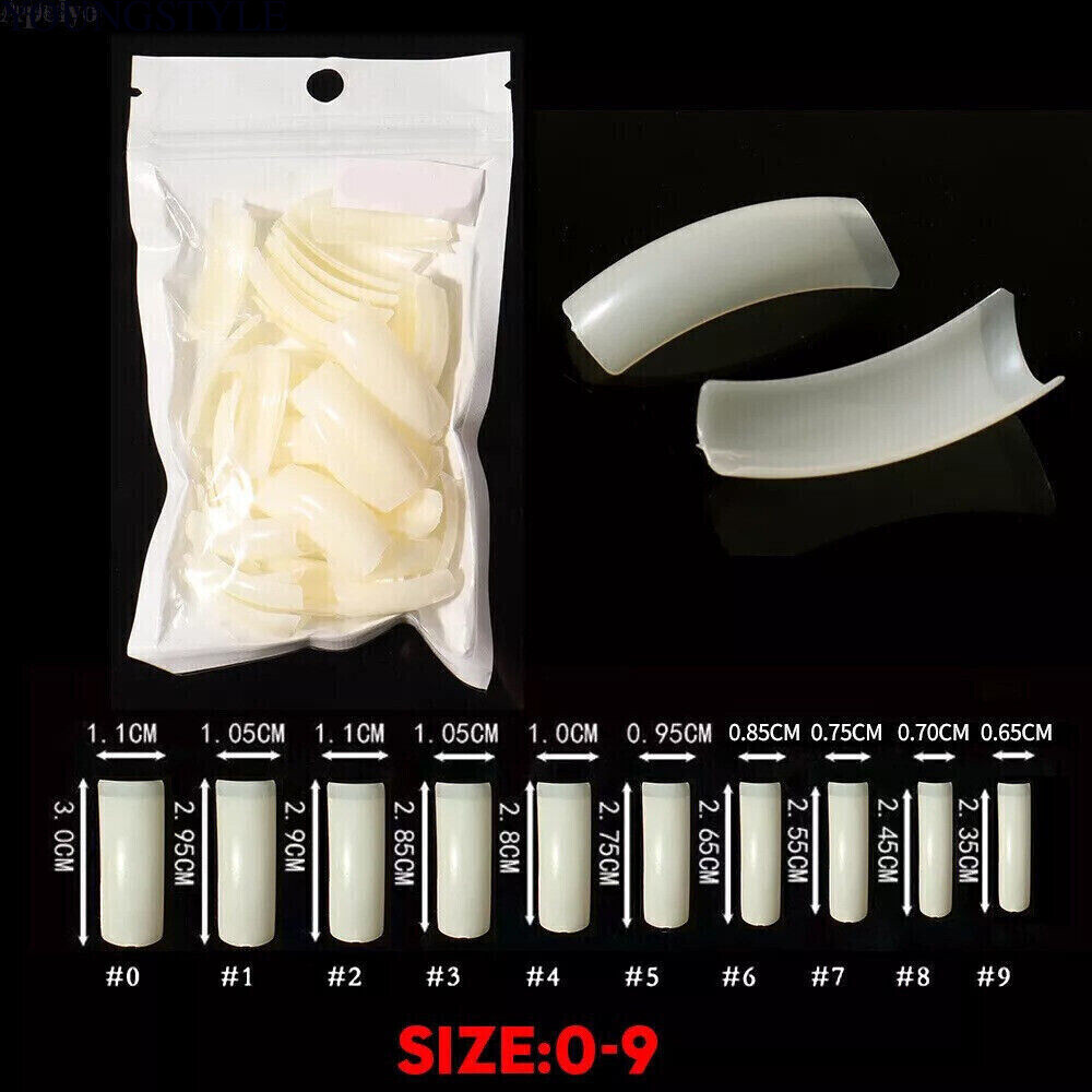 500pcs Curved Hawk Nail Tips – Acrylic Half Cover Nails Manicure Accessories