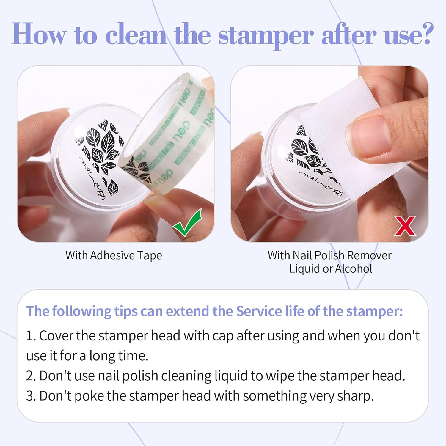 French Tip Nail Stamp, 6PCS Art Stamper with Scrapers, Silicone Stamping Long &