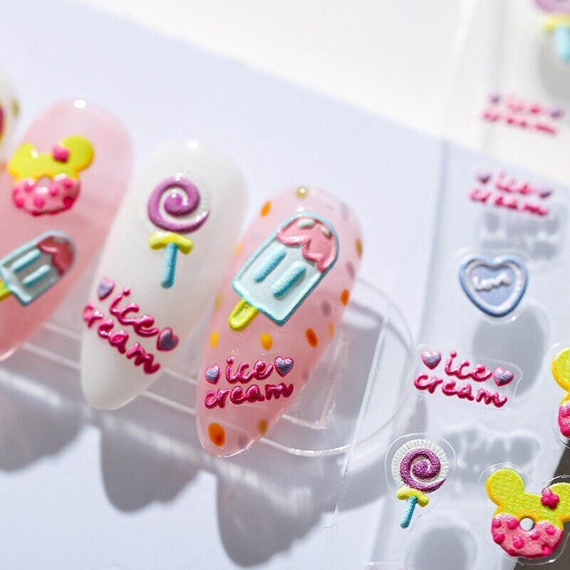 5D Ice Cream Nail Decals, Summer Nail Stickers (44)